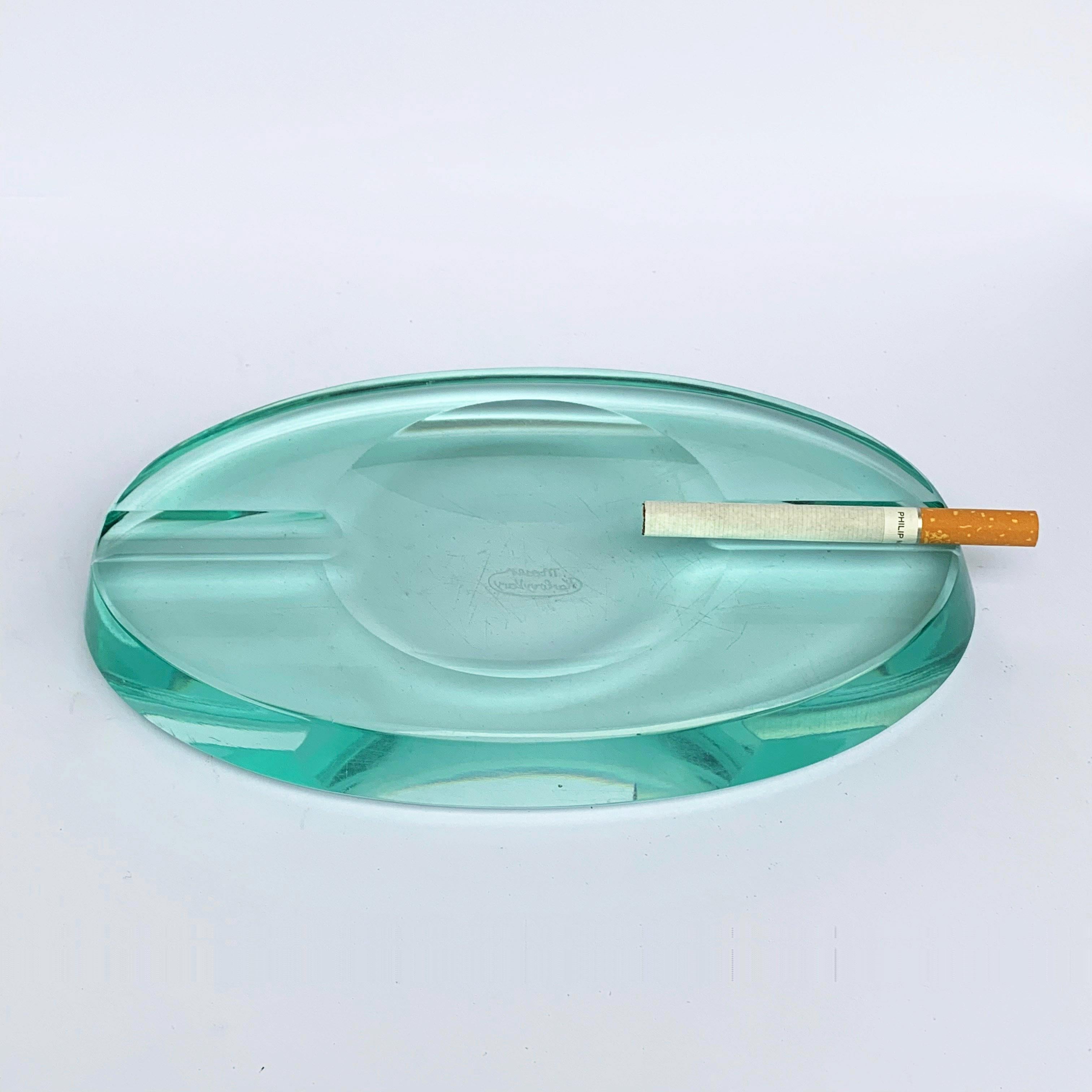 Karlovy Vary Moser, Ashtray Aquamarine Faceted Crystal Czech Republic, 1950s 9