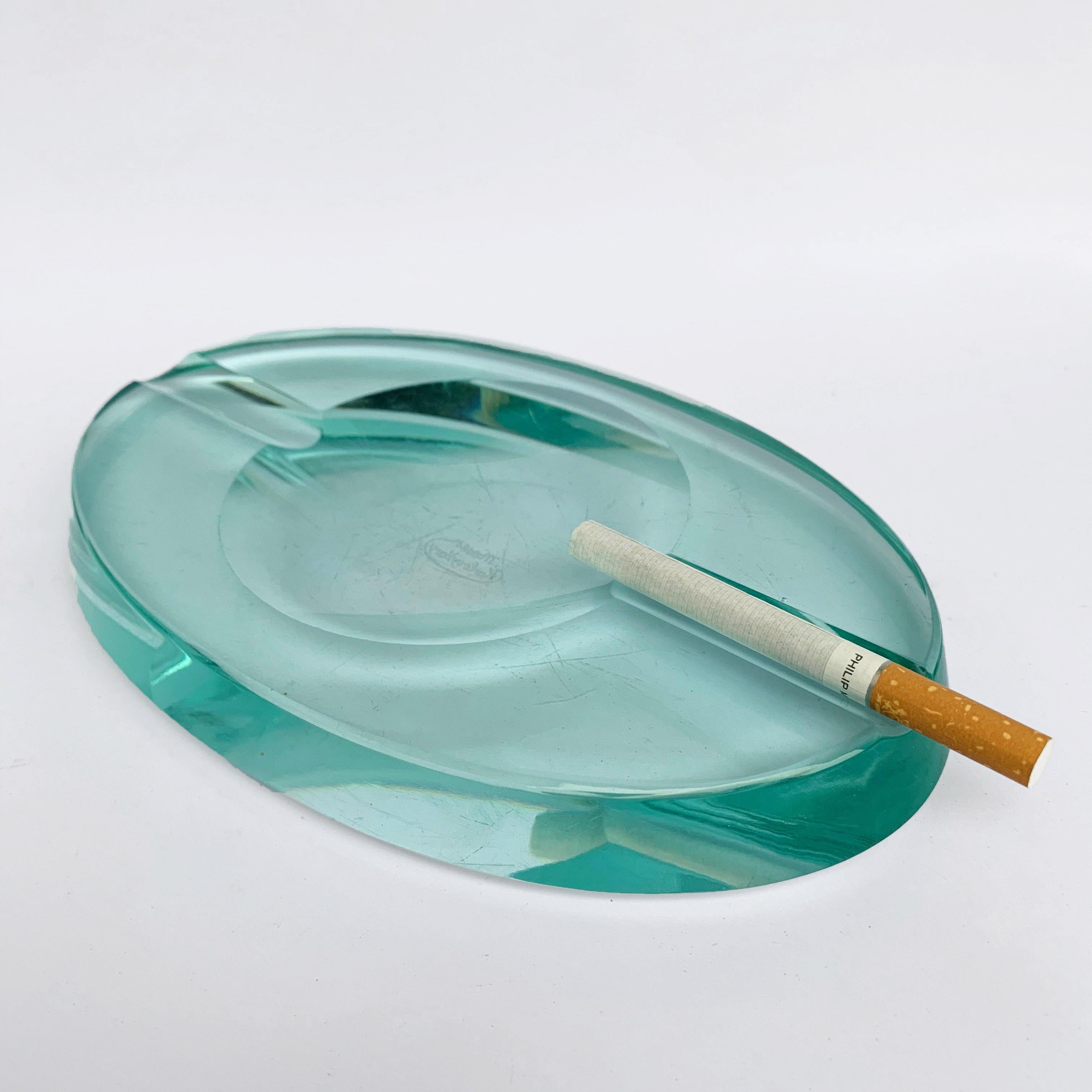 Karlovy Vary Moser, Ashtray Aquamarine Faceted Crystal Czech Republic, 1950s 10