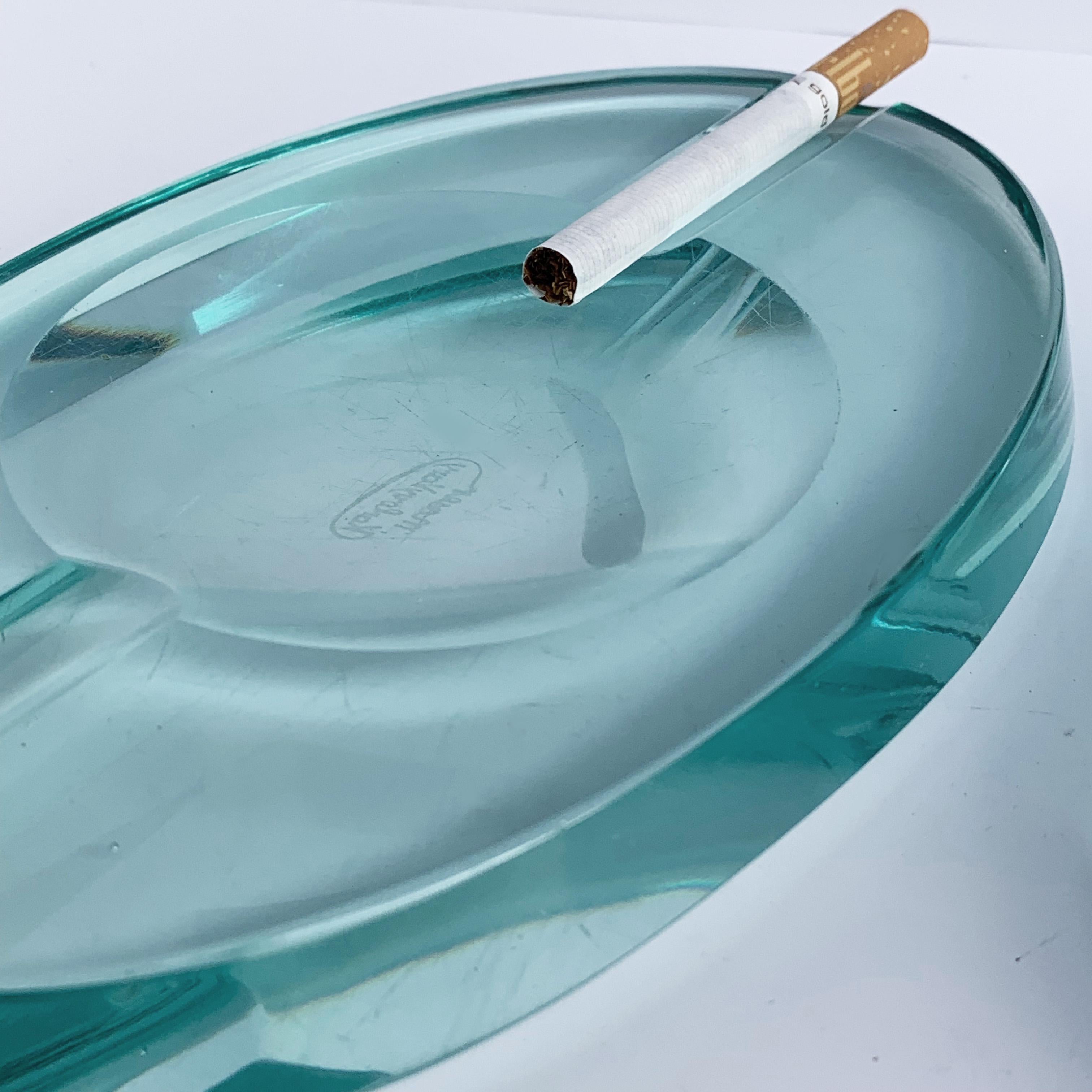 20th Century Karlovy Vary Moser, Ashtray Aquamarine Faceted Crystal Czech Republic, 1950s