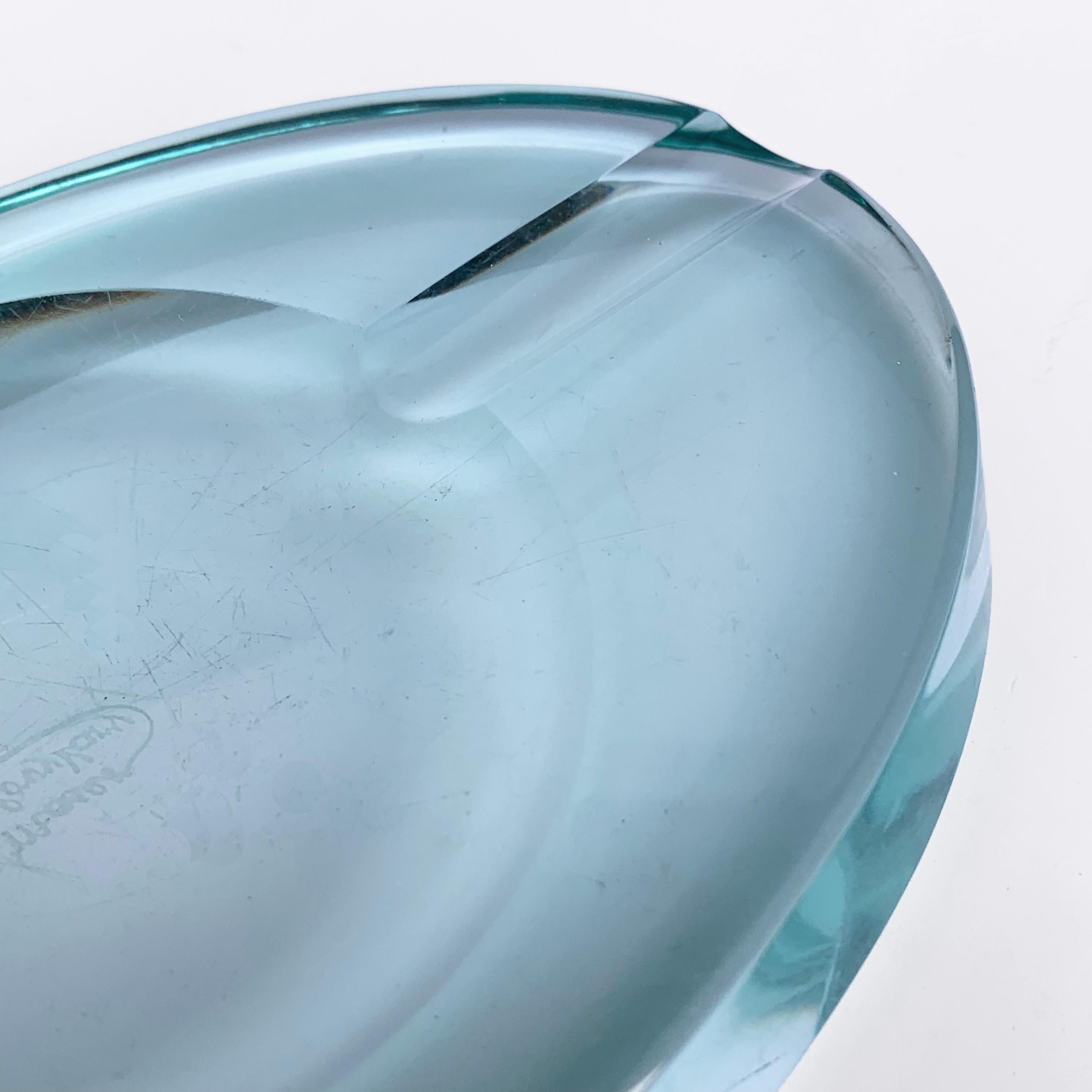 Karlovy Vary Moser, Ashtray Aquamarine Faceted Crystal Czech Republic, 1950s 4
