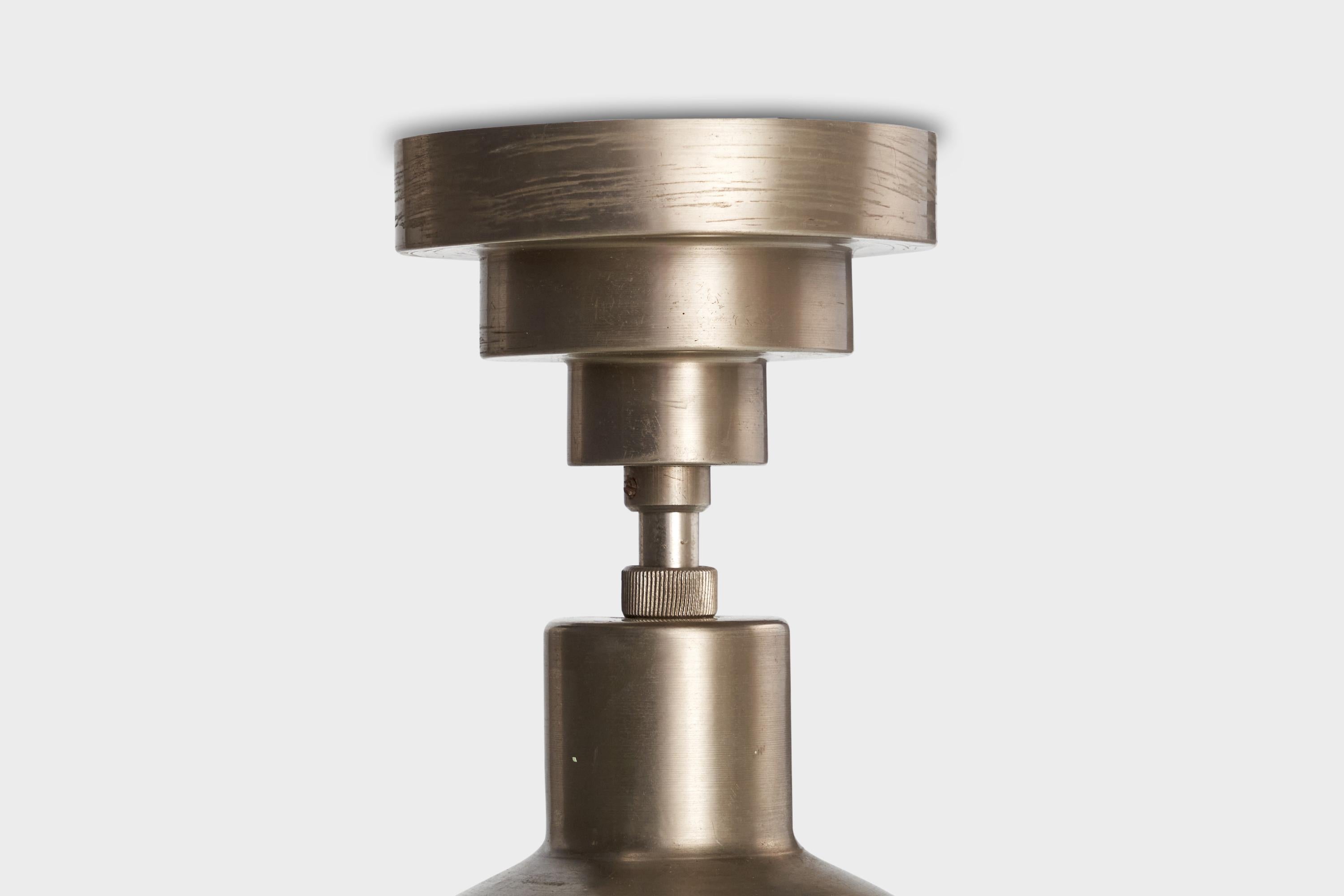 Karlskrona Lampfabrik, Pendant Light, Metal, Glass, Sweden, 1930s For Sale 2