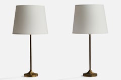 Karlskrona Lampfabrik, Table Lamps, Brass, Sweden, 1940s