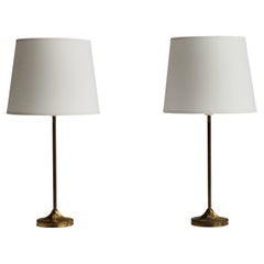 Karlskrona Lampfabrik, lampes de bureau, laiton, Suède, années 1940