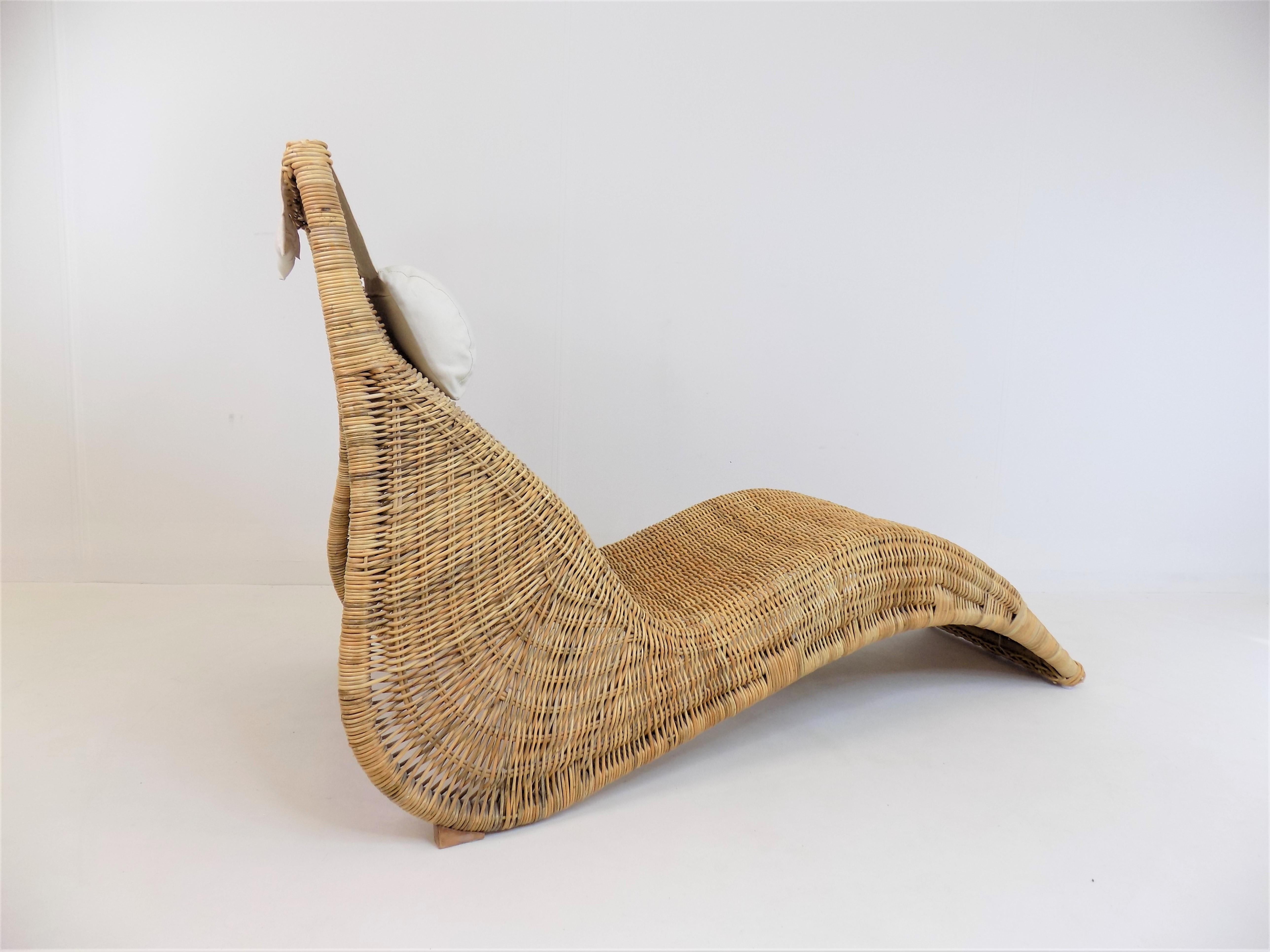 Post-Modern Karlskrona rattan lounger by Karl Malmvall