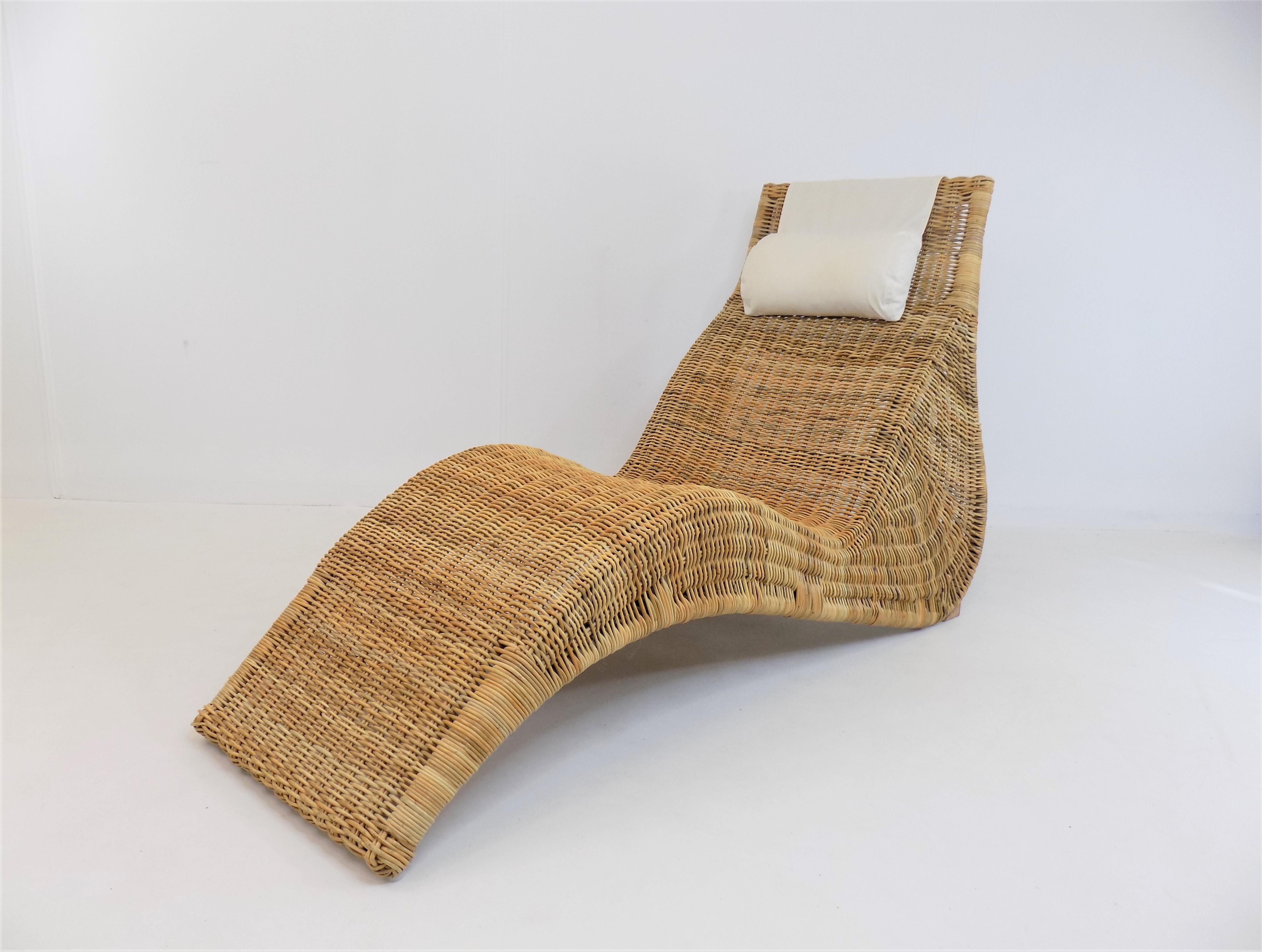 Late 20th Century Karlskrona rattan lounger by Karl Malmvall
