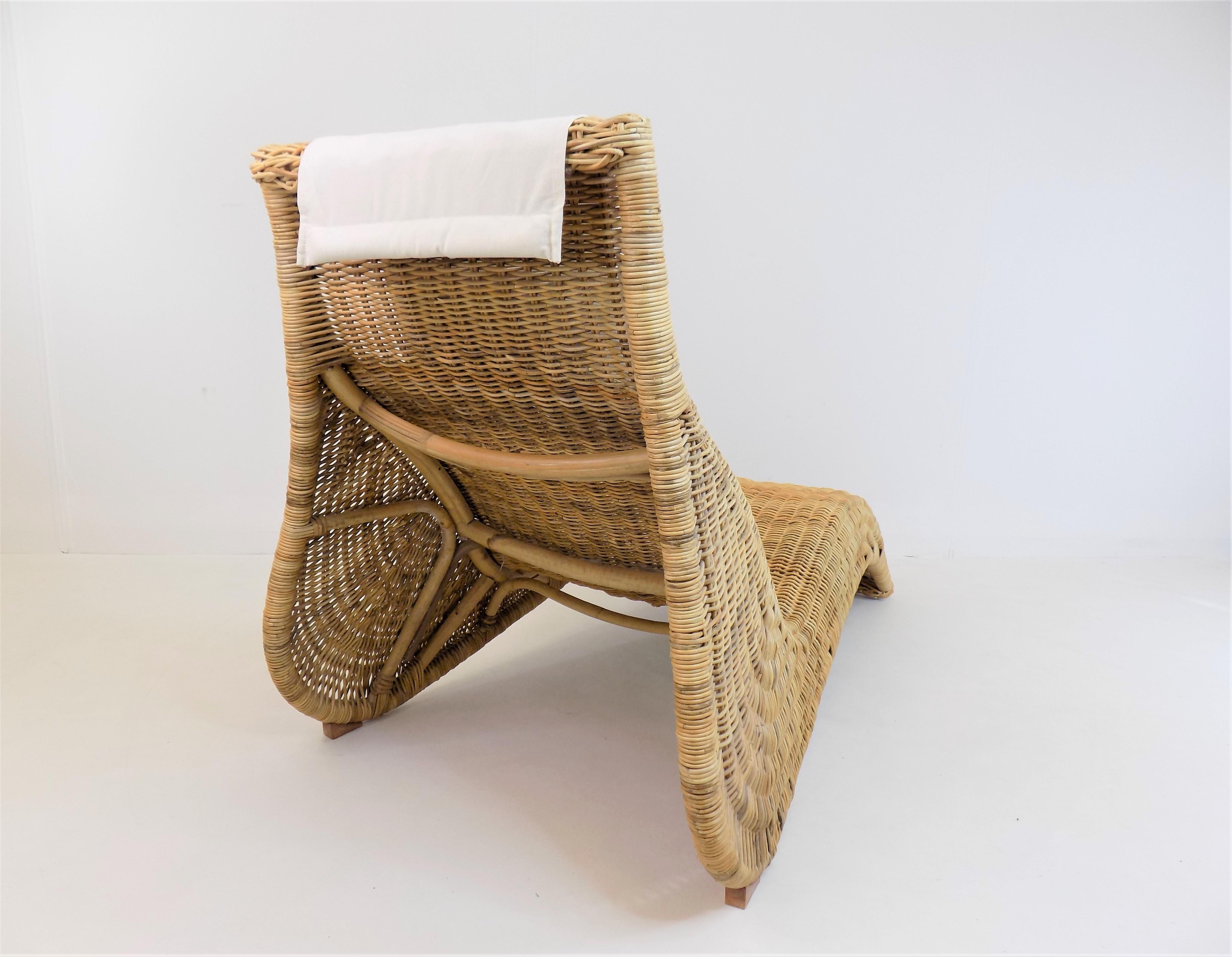 Rattan Karlskrona rattan lounger by Karl Malmvall
