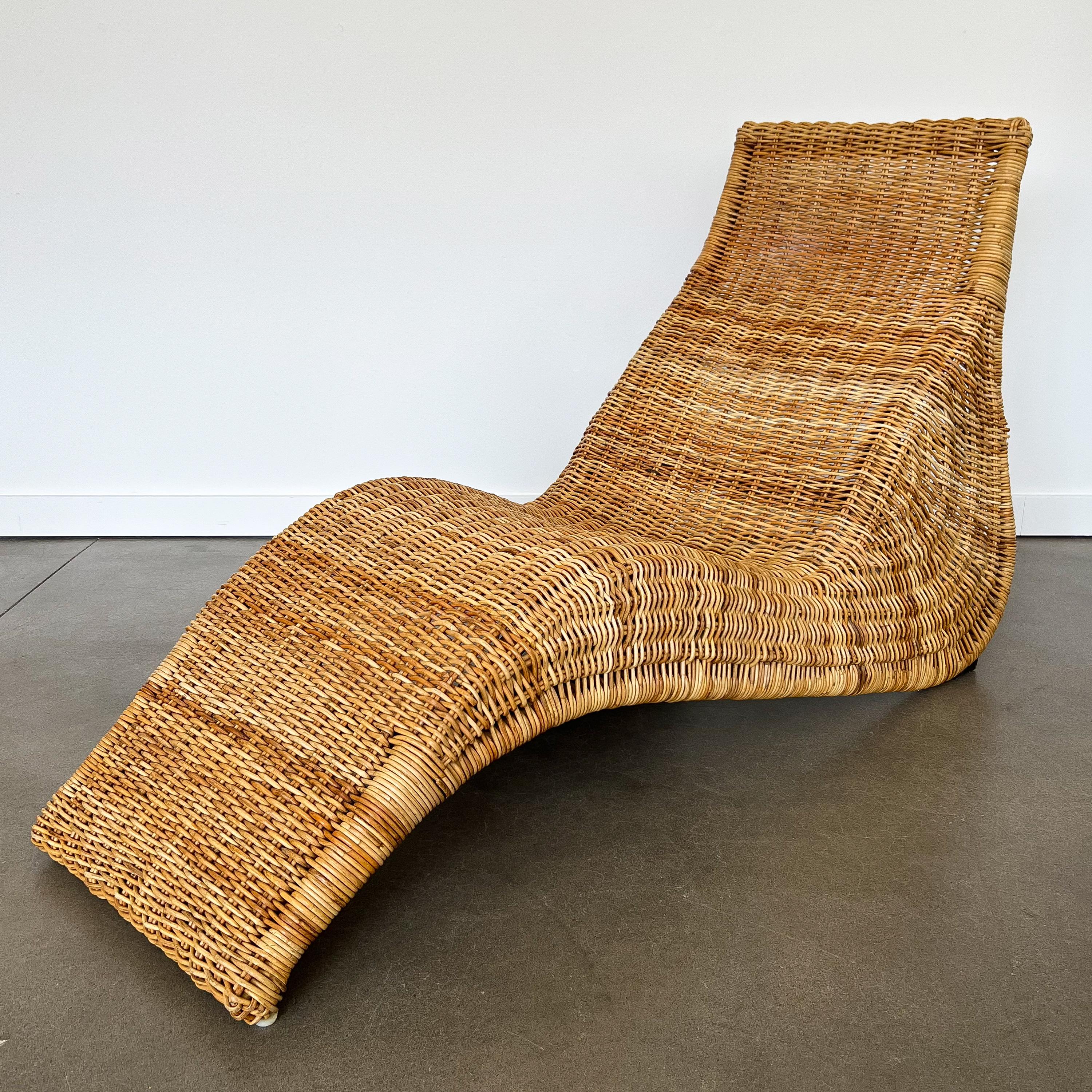 Karlskrona Rattan Wicker Chaise Lounge by Karl Malmvall for Ikea 2