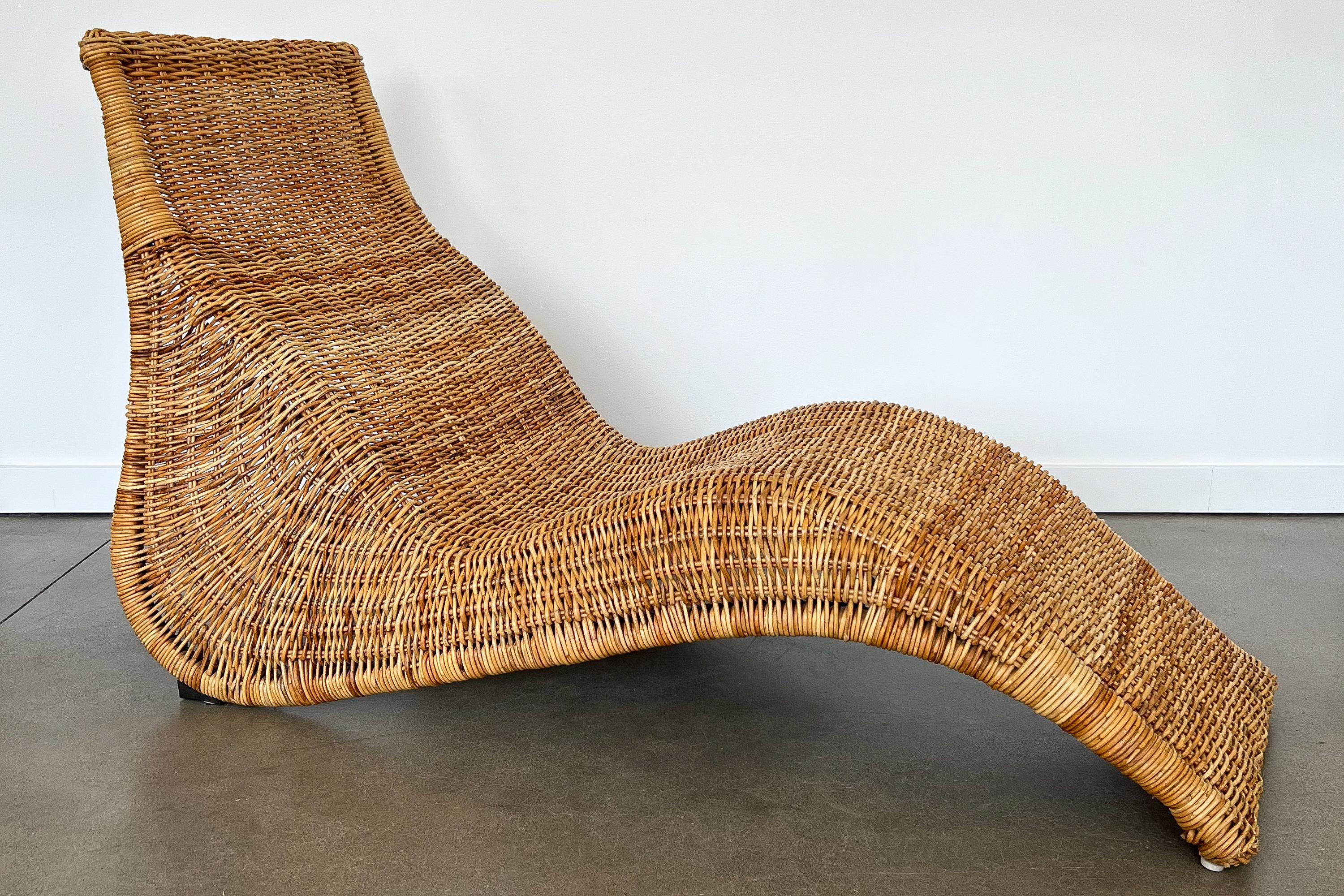 Karlskrona Rattan Wicker Chaise Lounge by Karl Malmvall for Ikea 8