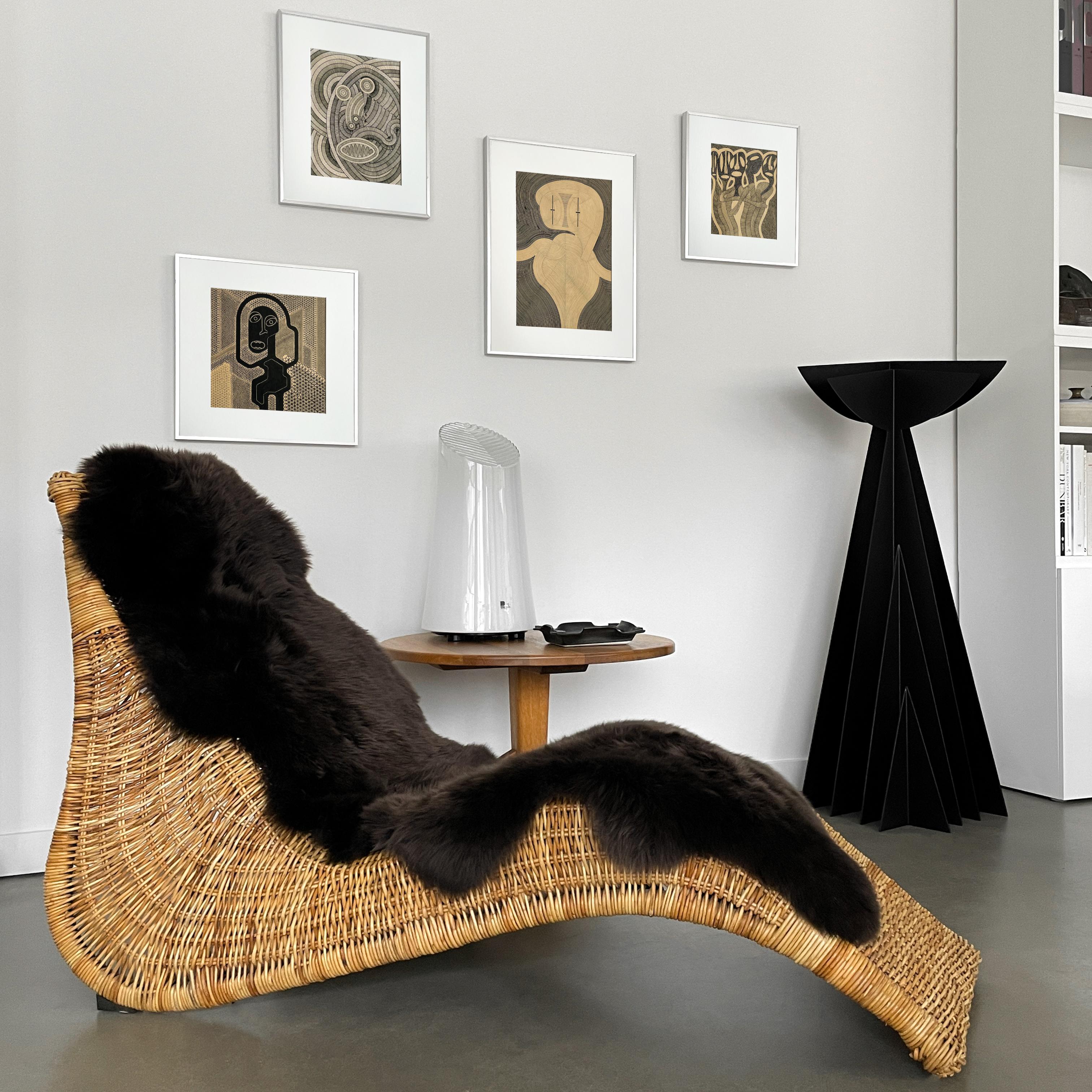 Karlskrona Rattan Wicker Chaise Lounge by Karl Malmvall for Ikea 9