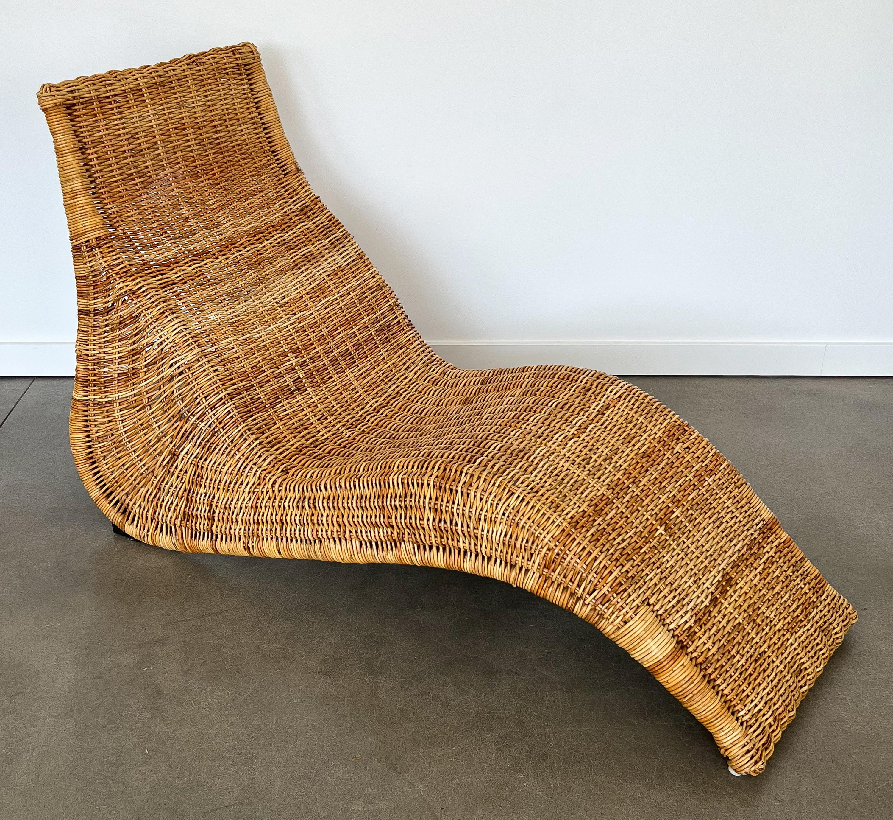 Karlskrona Rattan Wicker Chaise Lounge by Karl Malmvall for Ikea In Good Condition In Chicago, IL