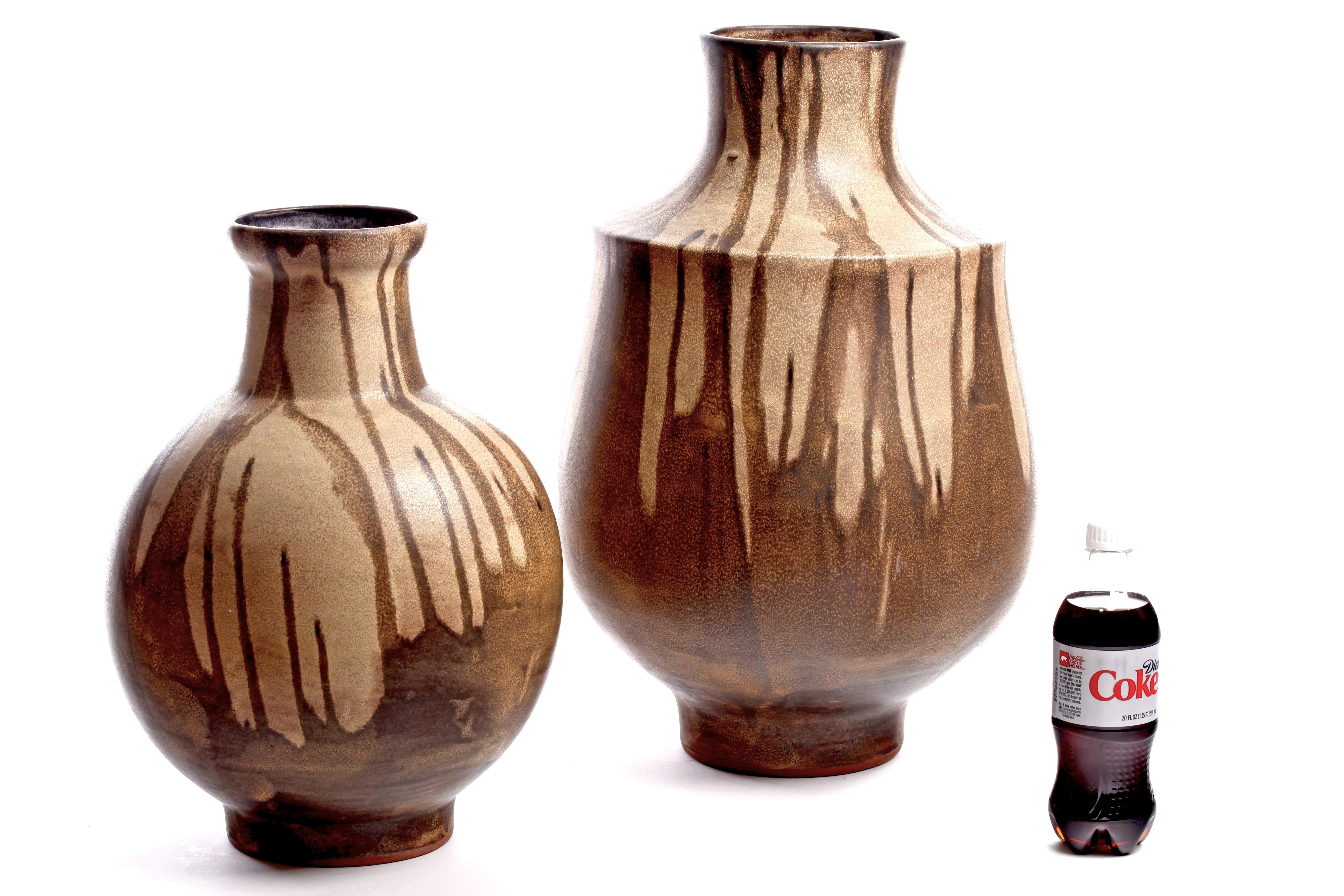 Fin du 20e siècle Karlsruhe - Vase en céramique allemande à rayures extra-larges Drippy, vers 1970 en vente