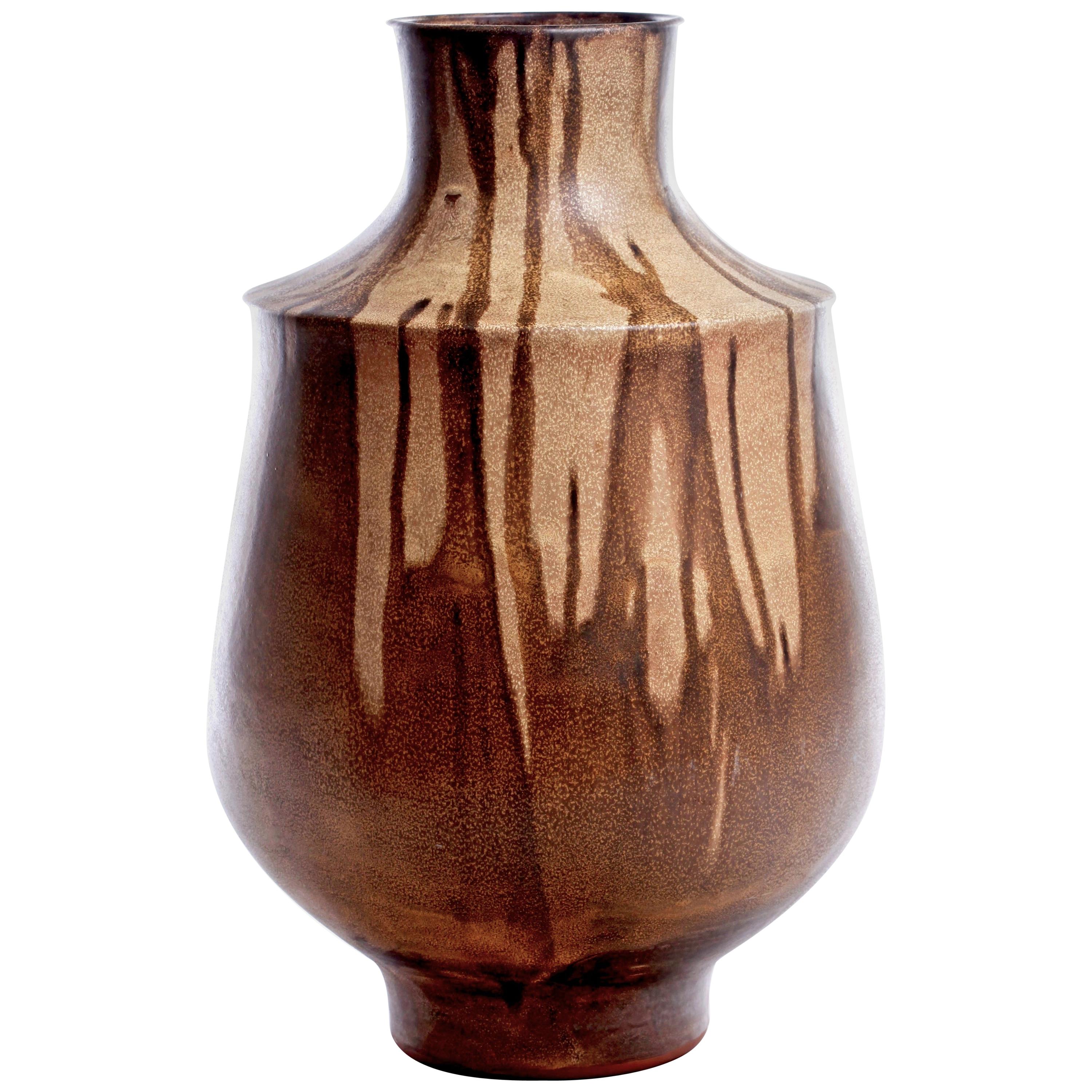 Karlsruhe - Vase en céramique allemande à rayures extra-larges Drippy, vers 1970 en vente