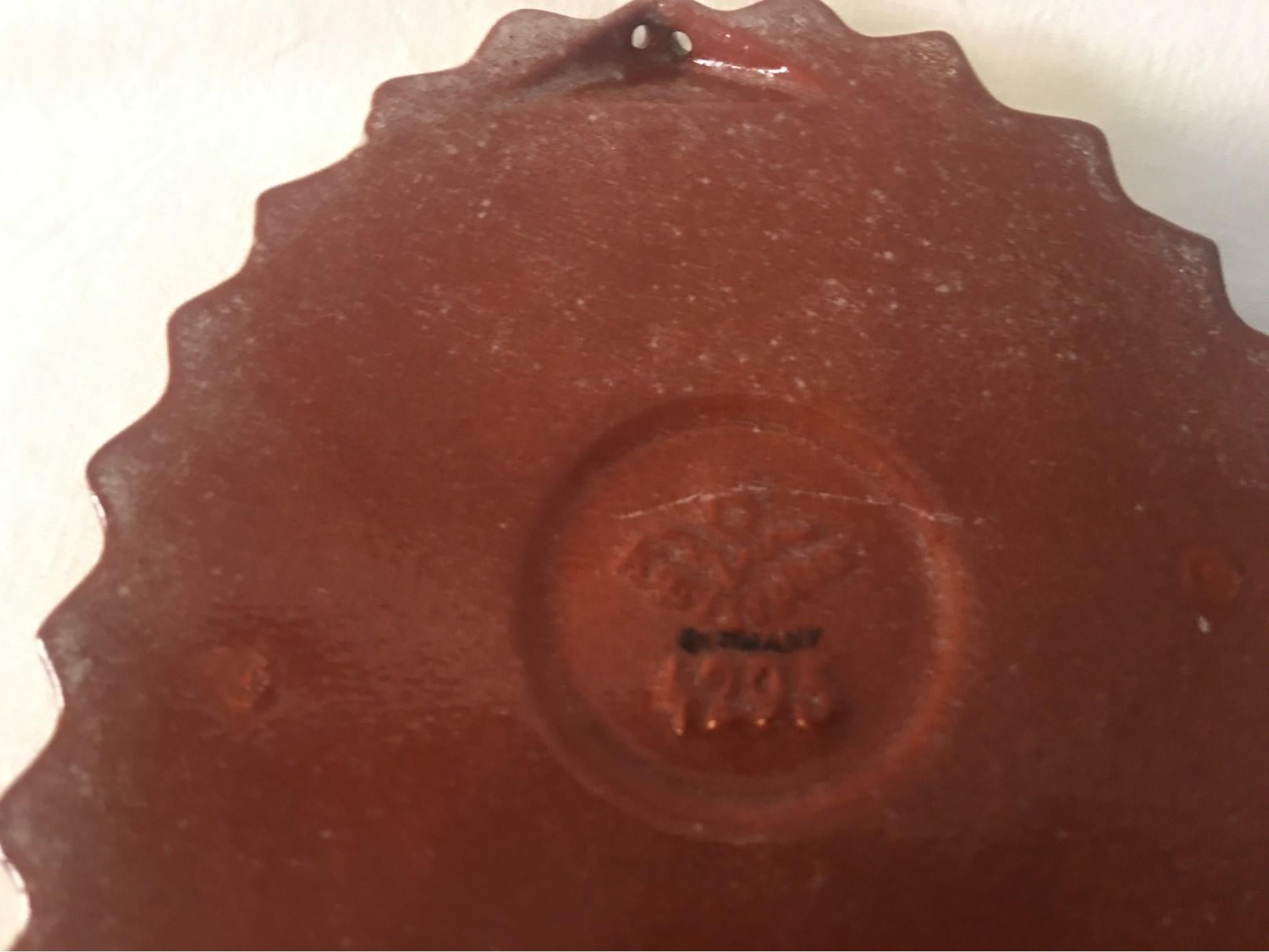 Karlsruhe Majolika Ceramic Holy Water Font Virgin Mary by Max Heinze, 1940s For Sale 1