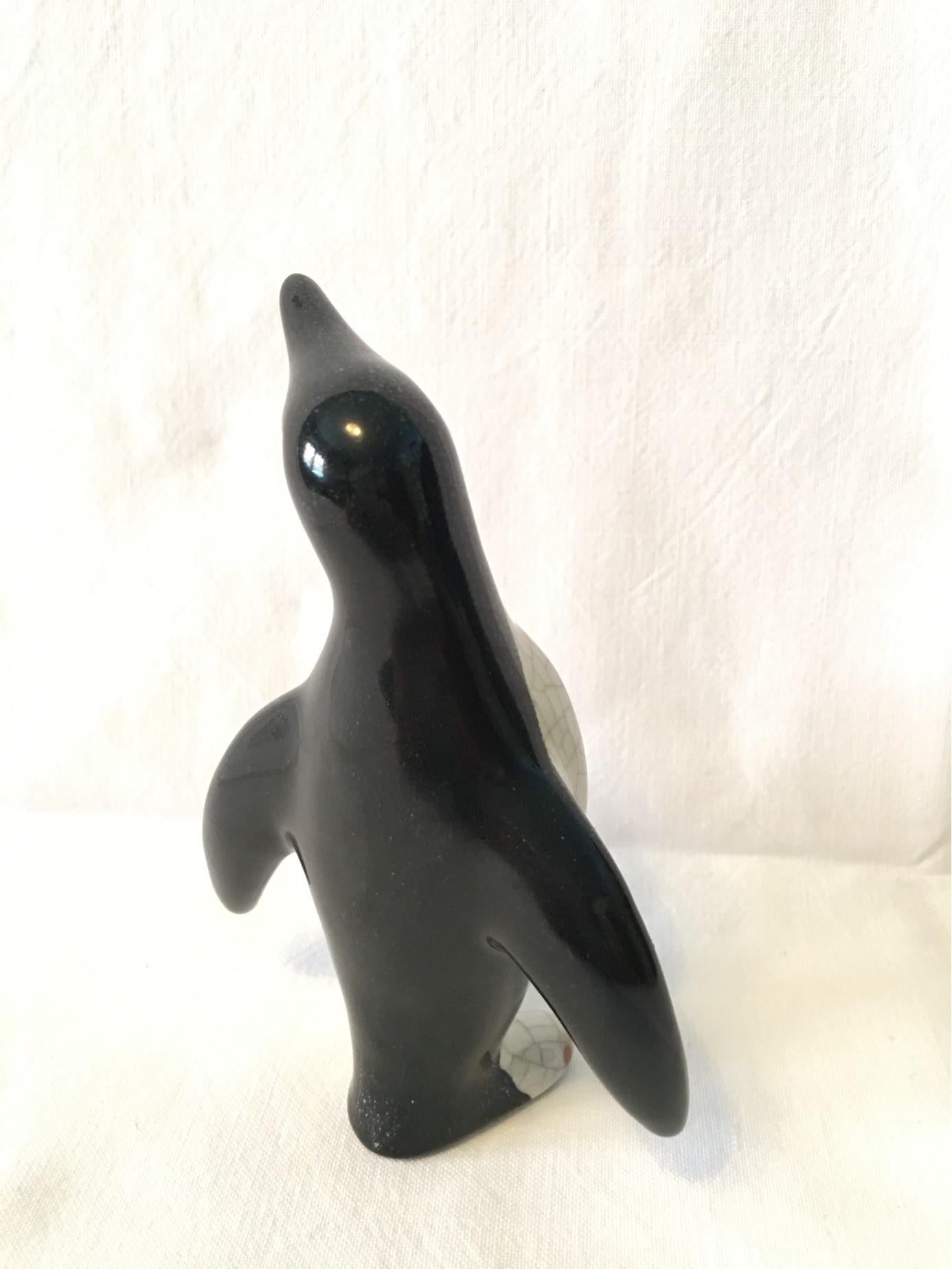 Karlsruhe Majolika Ceramic Penguin by Walter Bosse from 1960's In Good Condition In Frisco, TX