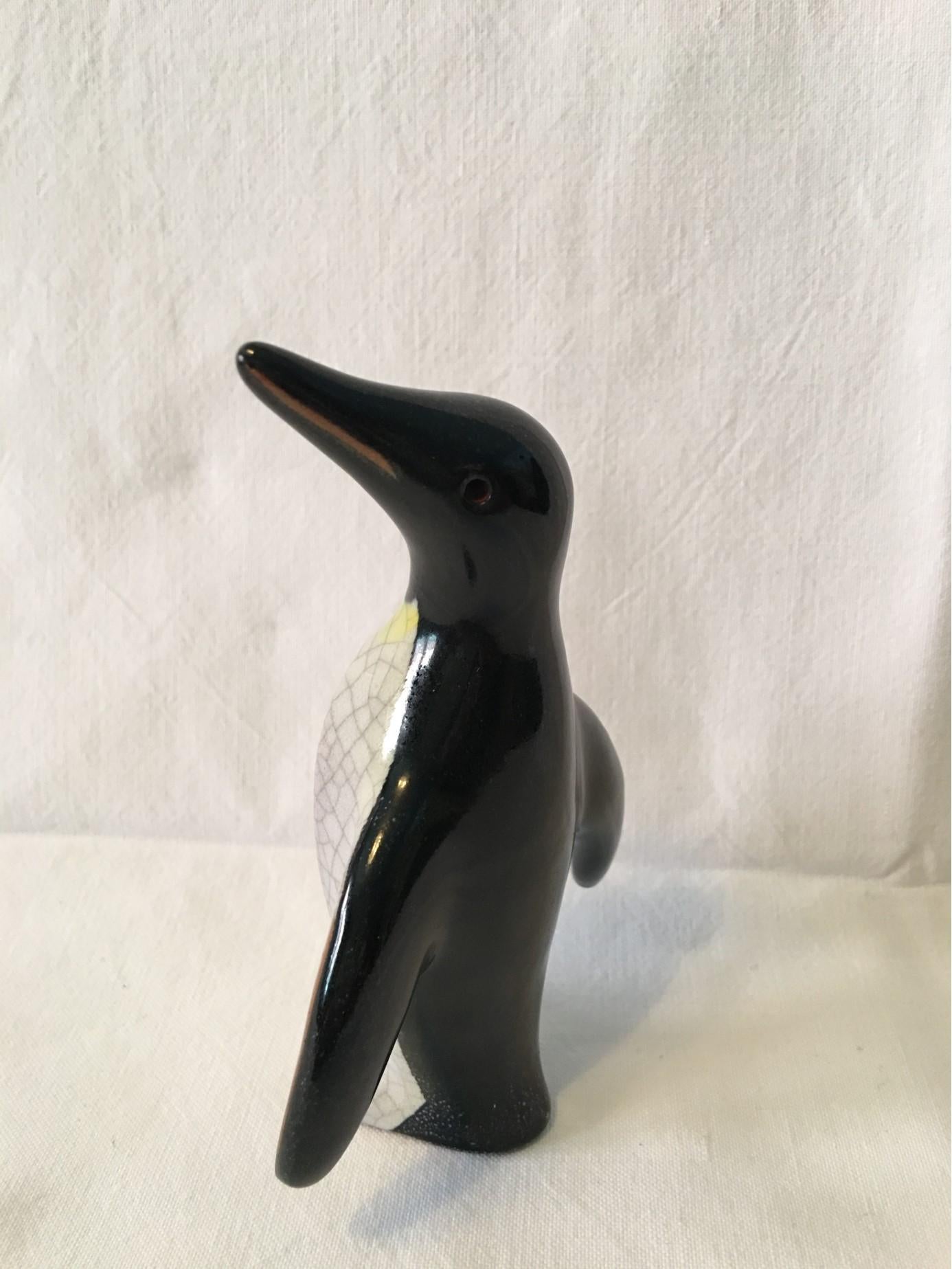 Mid-20th Century Karlsruhe Majolika Ceramic Penguin by Walter Bosse from 1960's