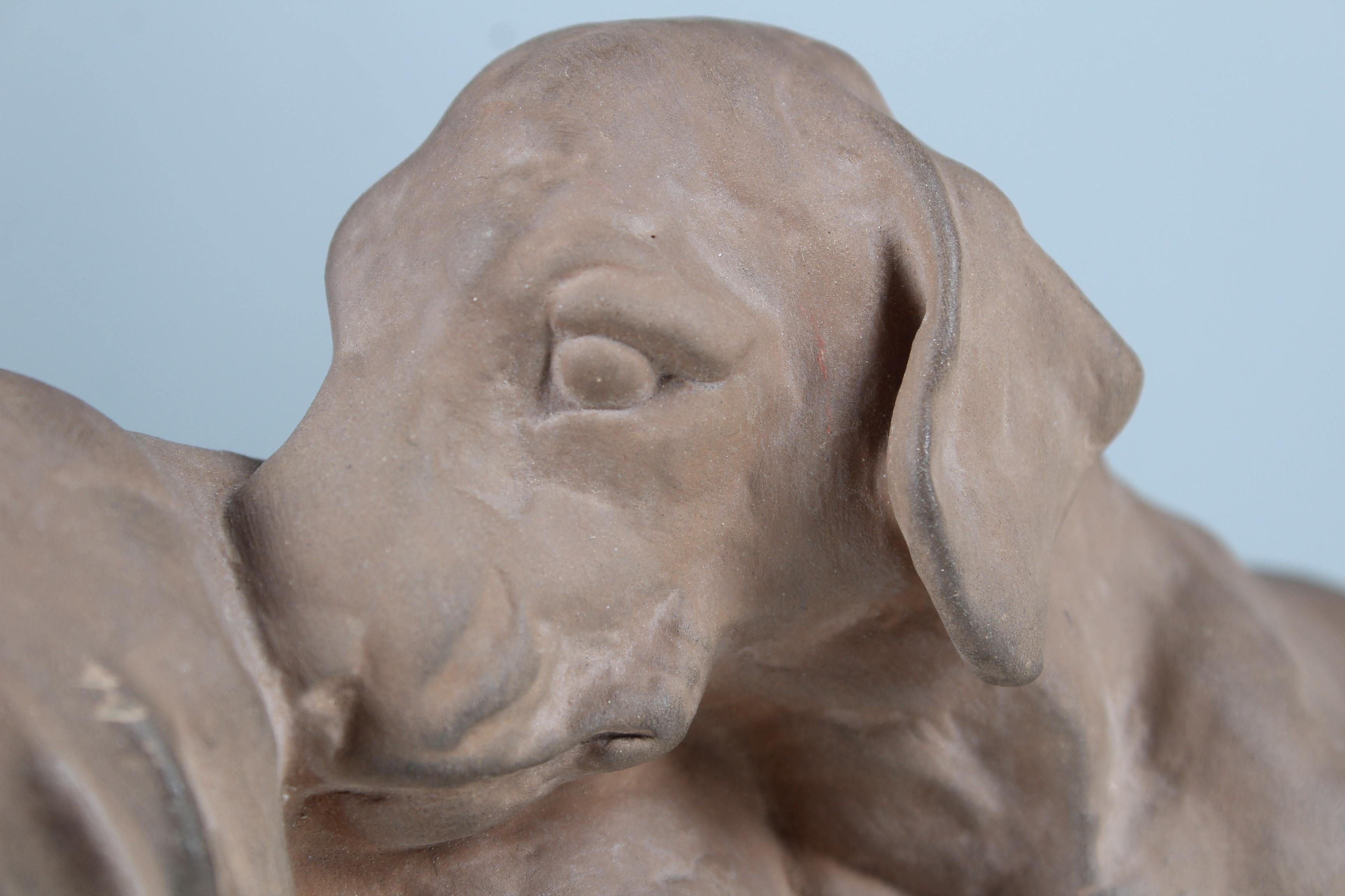 Karlsruhe Majolika Manufactory Sculpture, Dogs, Dachshund, Germany, 20th Century For Sale 1
