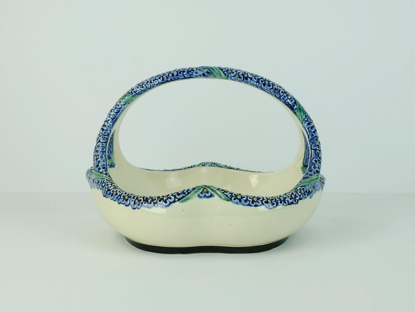 karlsruher majolika keramikkorb jugendstil wilhelm süs modell 1255 (Keramik) im Angebot