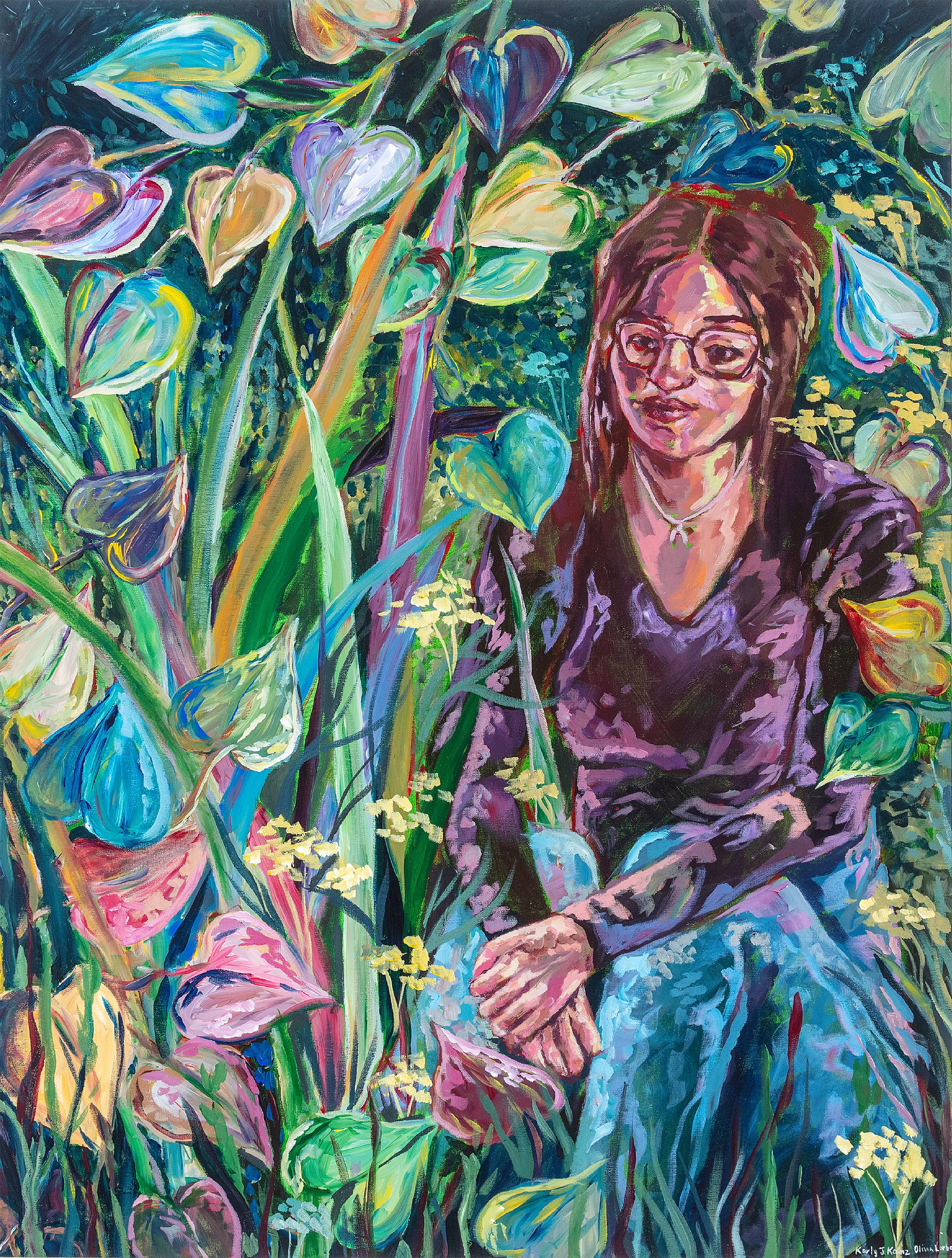 Wishbone - Black Figurative Painting by Karly Kainz & Olivia Lorber