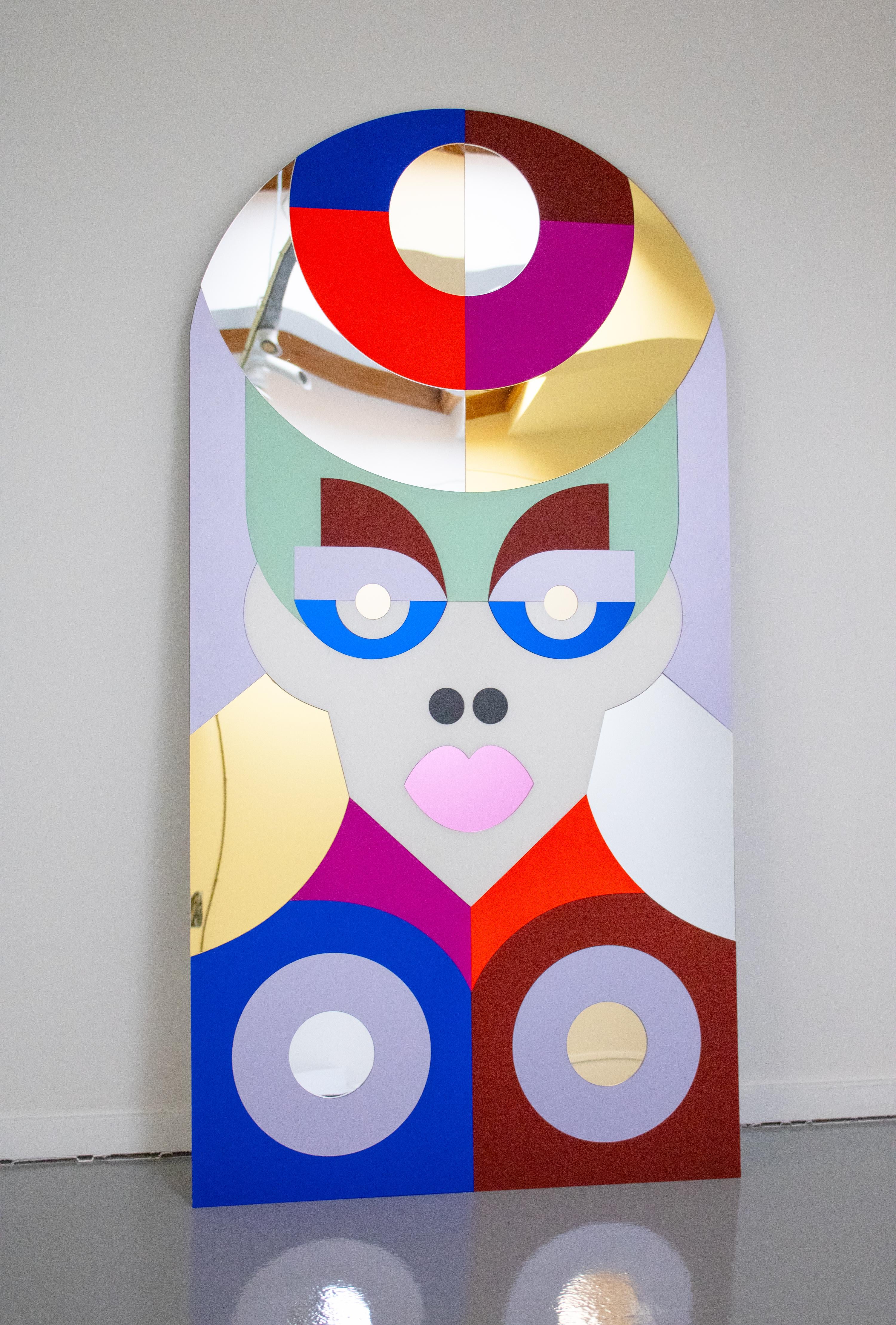 Karma, großes farbenfrohes, farbenfrohes Spiegelkunstwerk aus Plexiglas im Angebot 4