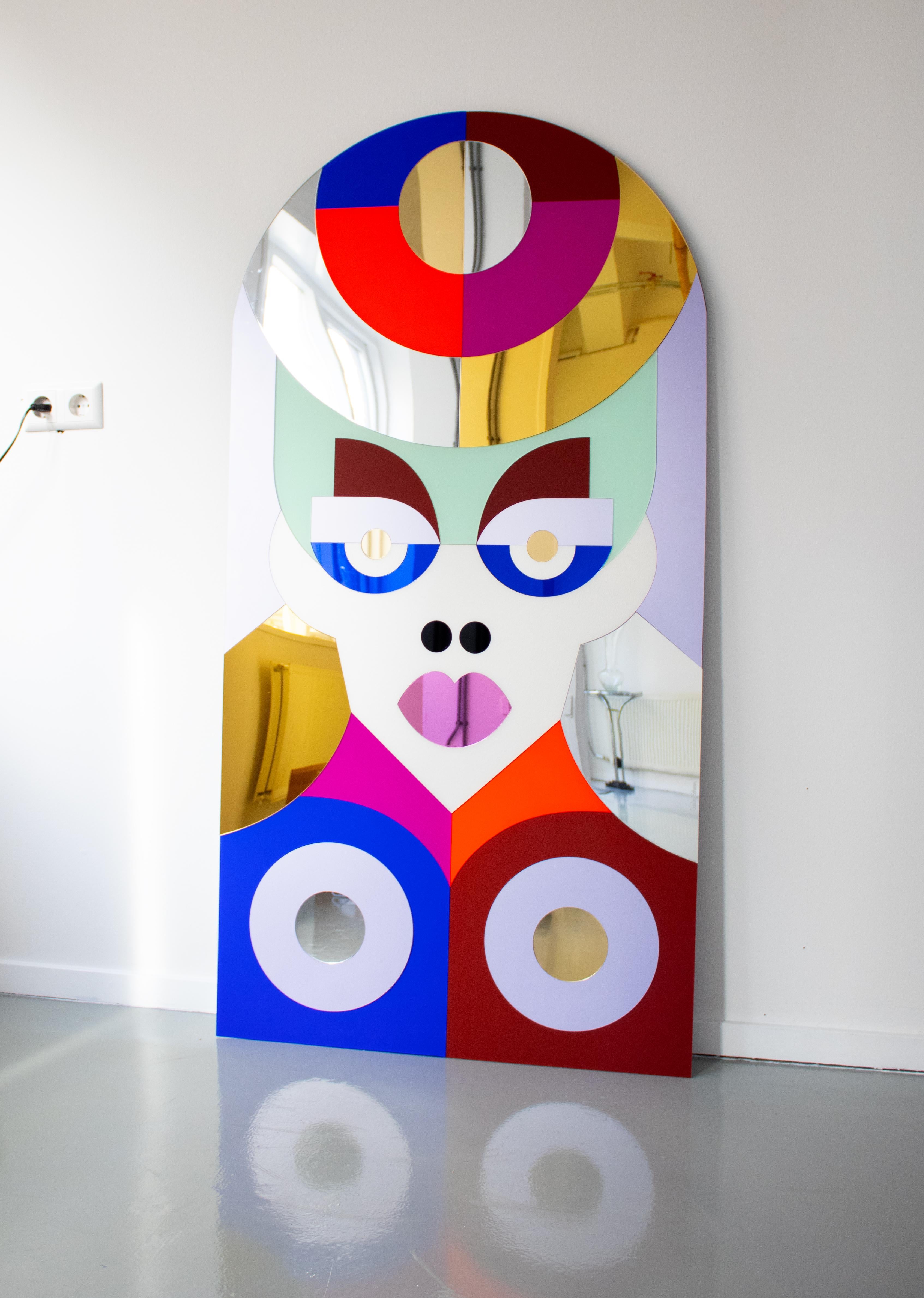 Karma, großes farbenfrohes, farbenfrohes Spiegelkunstwerk aus Plexiglas im Angebot 5