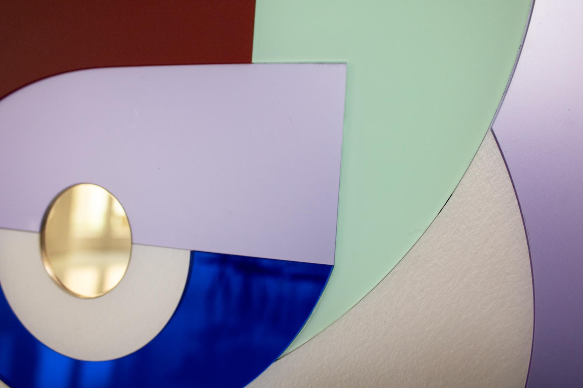 Karma, großes farbenfrohes, farbenfrohes Spiegelkunstwerk aus Plexiglas im Angebot 2