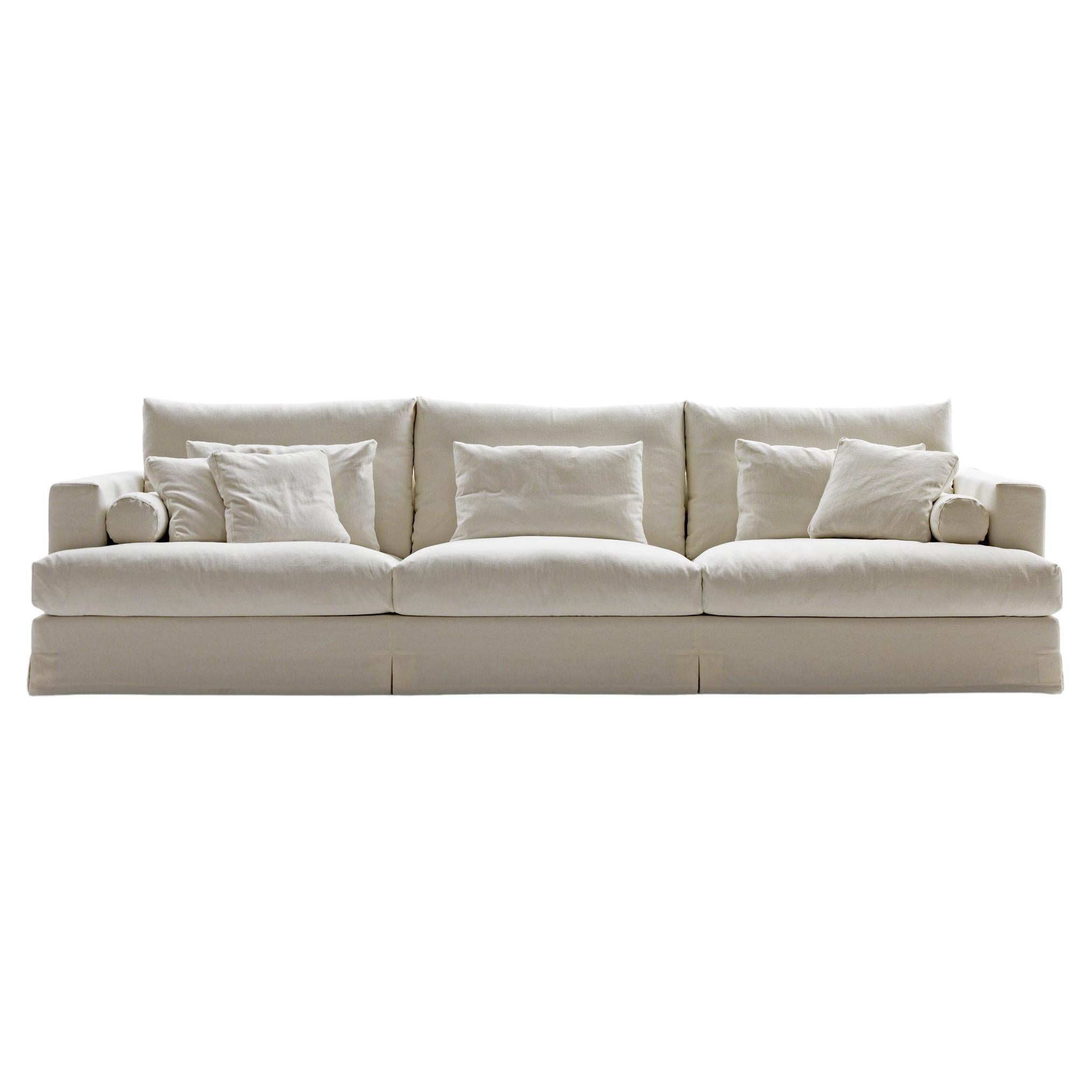 Karma Large Sofa in Byblos White Upholstery by Sergio Bicego