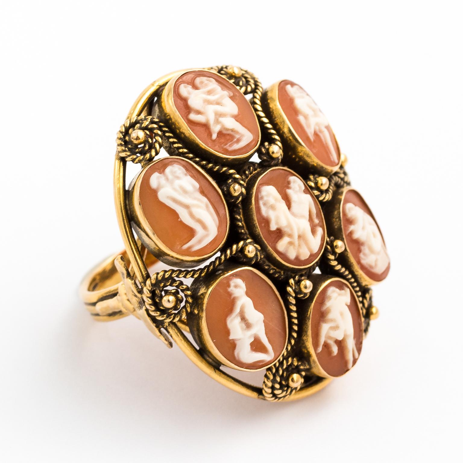 Karma Sutra Cameo Ring In Good Condition For Sale In St.amford, CT