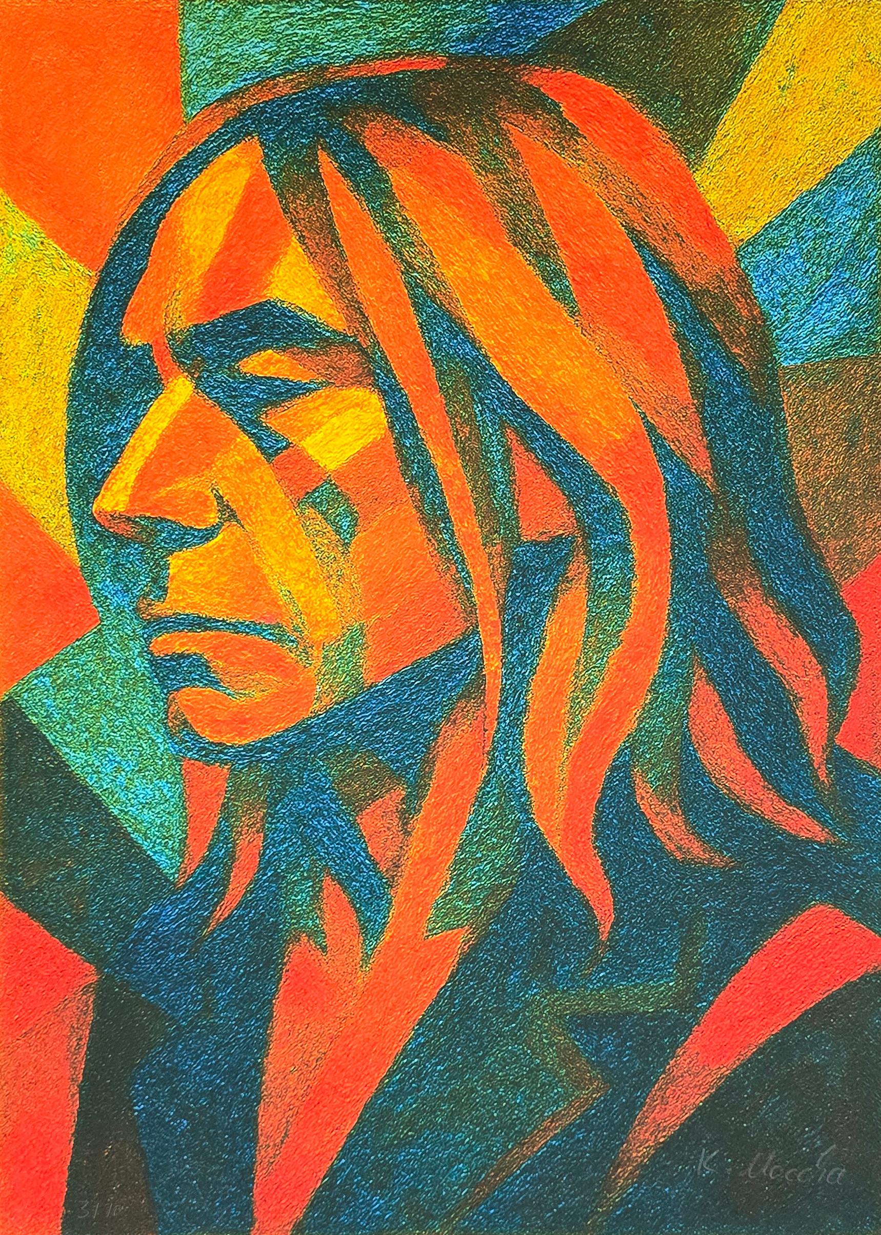 Karmen Moccha Portrait Print - Homage to Iggy Pop (Colorful, Iconic, Punk, Cubism, Pop Art)