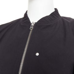 KARMUEL YOUNG Molded Bulk black stiff cotton zipped cropped bomber jacket IT48 M