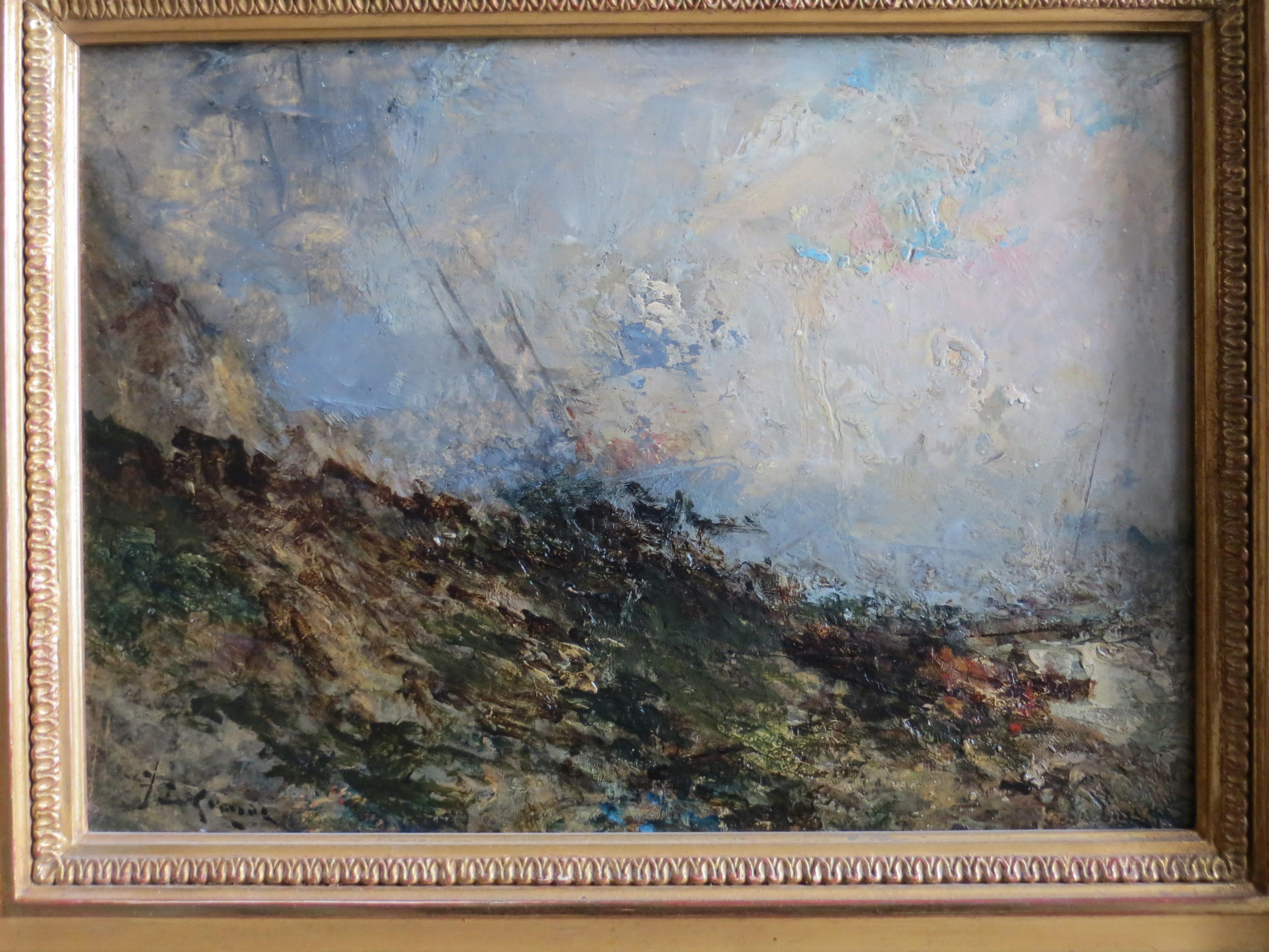 Seescape Bretany, signiert Karnec (Grau), Landscape Painting, von Karnec Jean Etienne