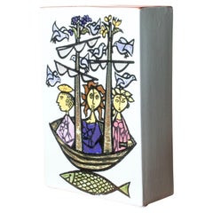 "Karneval" Faience vase by Stig Lindberg, Gustavsberg, Sweden, 1950s