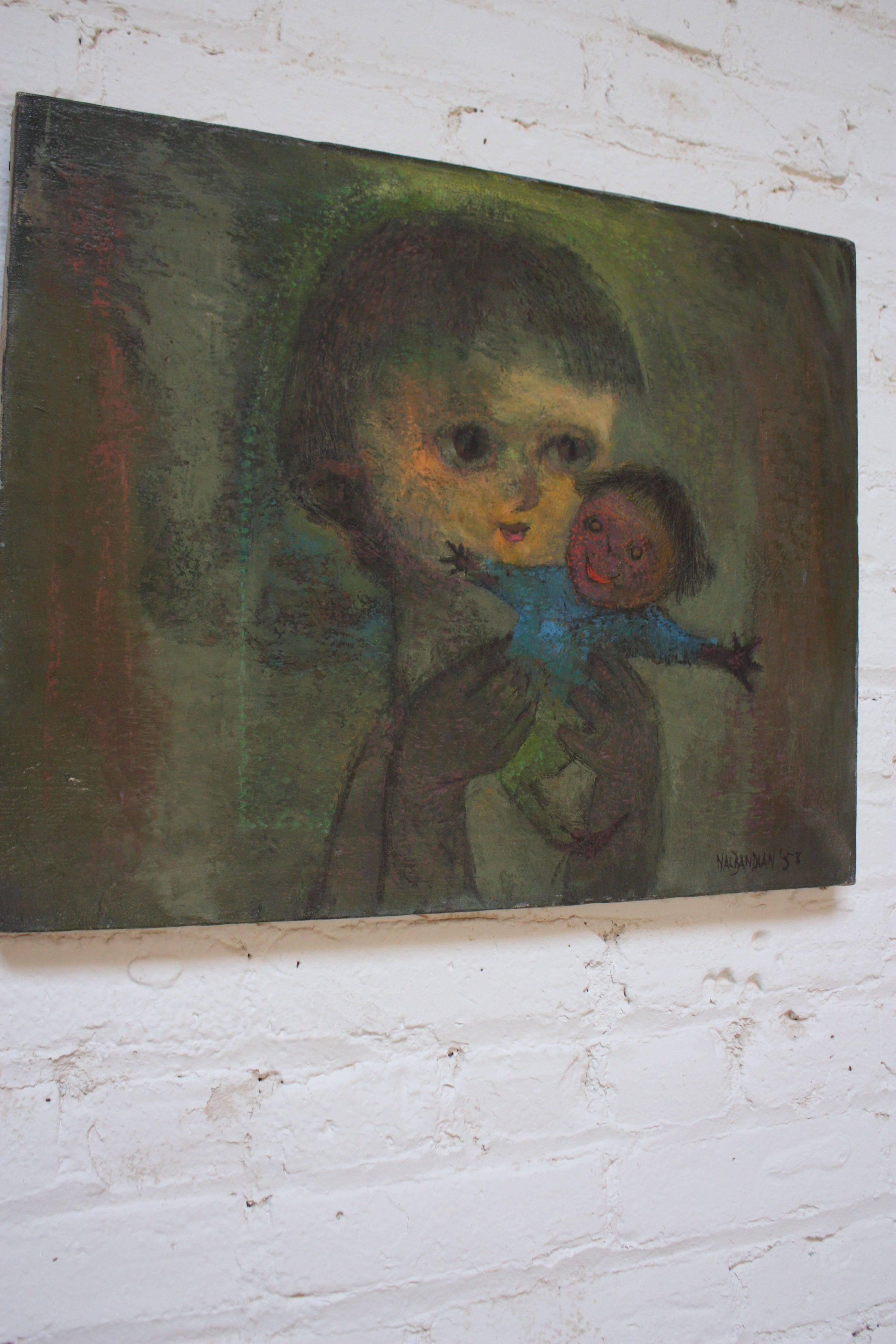 Karnig Nalbandian 'Blaue Puppe' Öl auf Leinwand:: 1953 (amerikanisch)