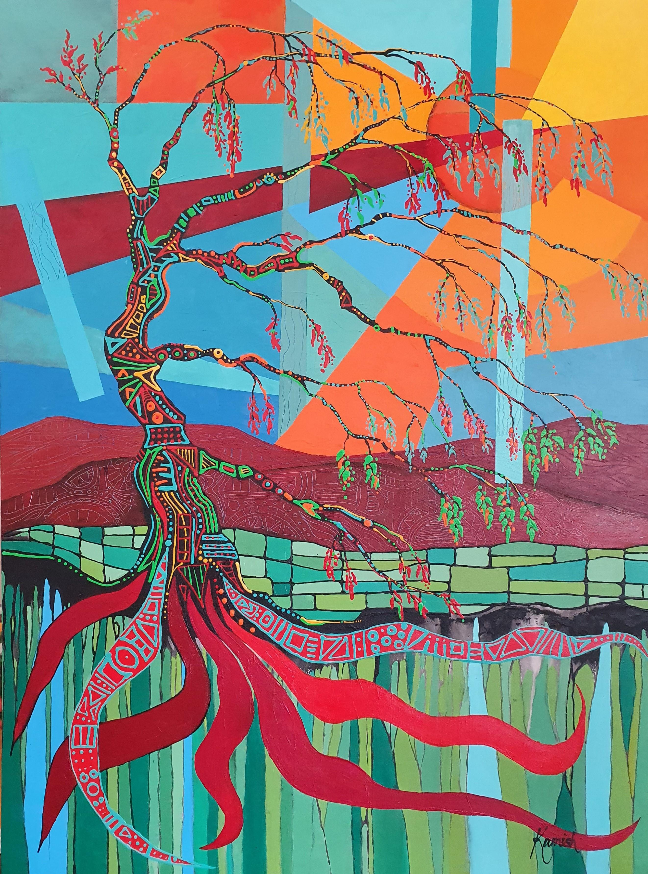 Pittura astratta espressionista Investimento colorato Natura Albero Bellezza Abbondanza in vendita 3