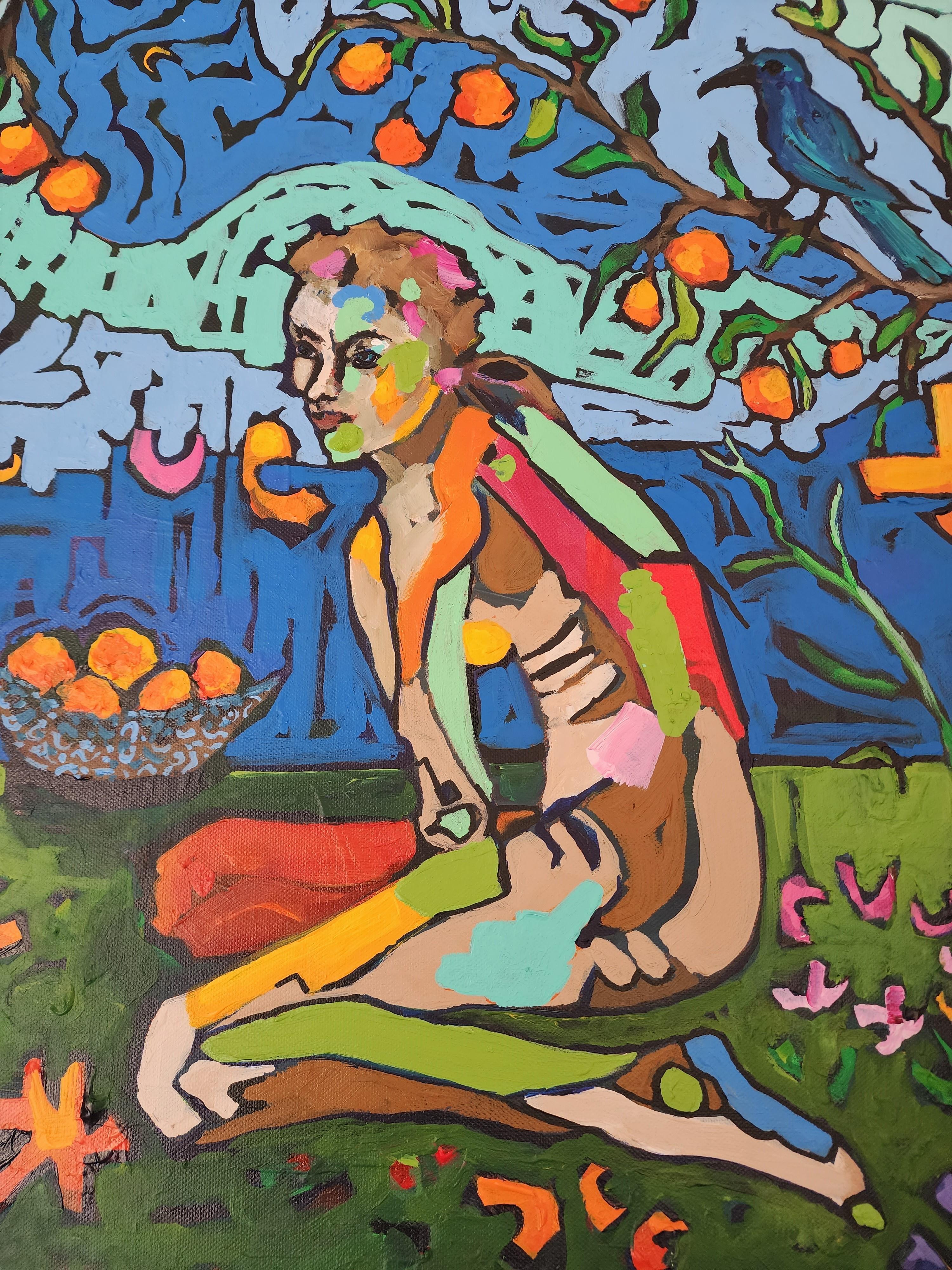 Abundance - Striking Beautiful Free Colorful Investment Figurative Abstract Art - Painting by Karnish Art