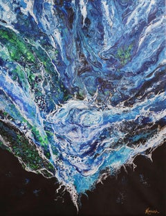 Avatar - Earth and Stormy Seas Blue Green Painting Striking Art Abstract Freedom