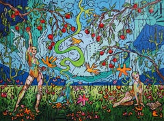 Beau chien bleu Authentique Exclusive Colorful Nature Figurative Bright Joy