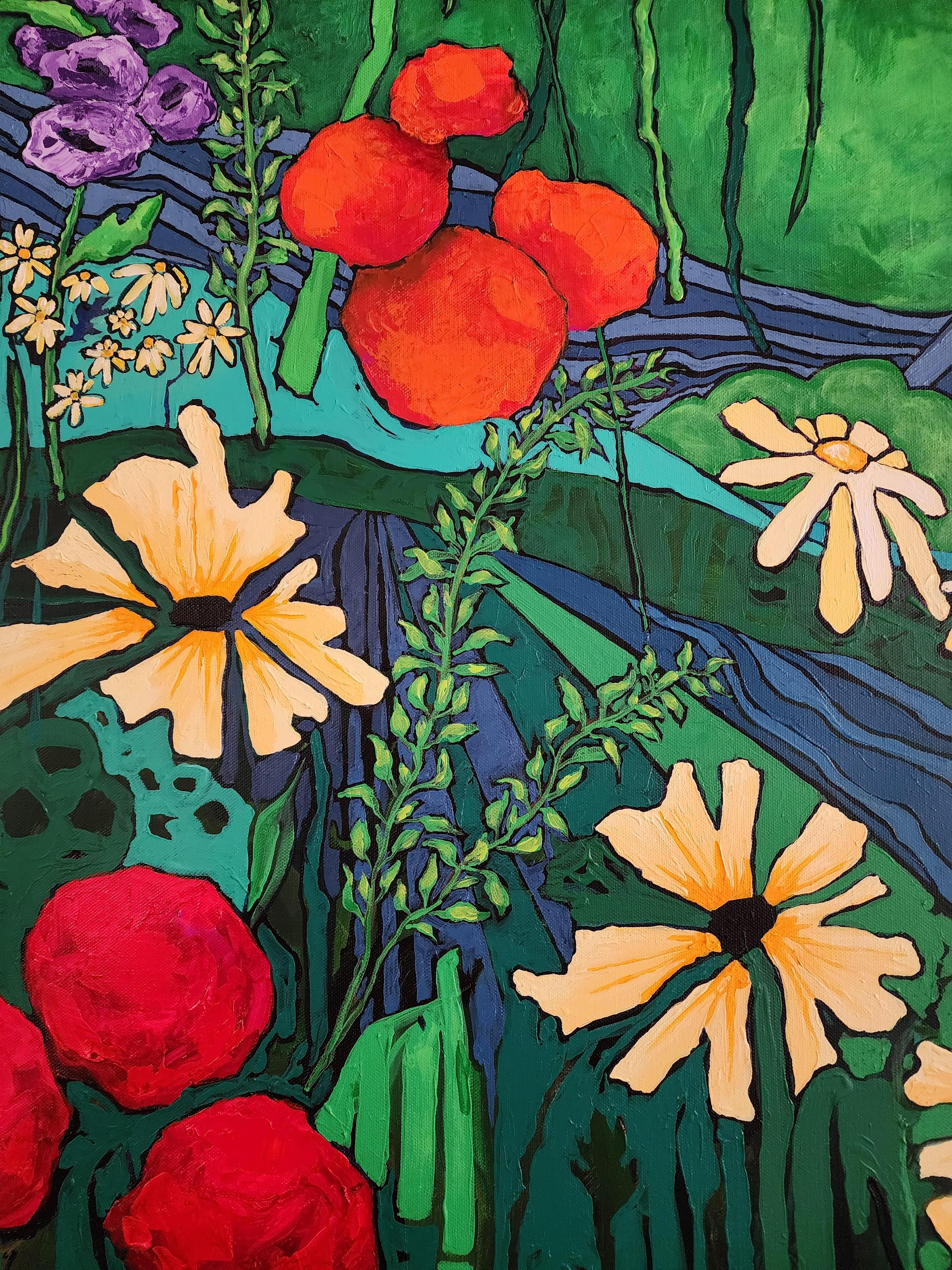 Une belle floraison  Fleur Couleur Investissement Nature Floral Paysage Terre Mère - Painting de Karnish Art