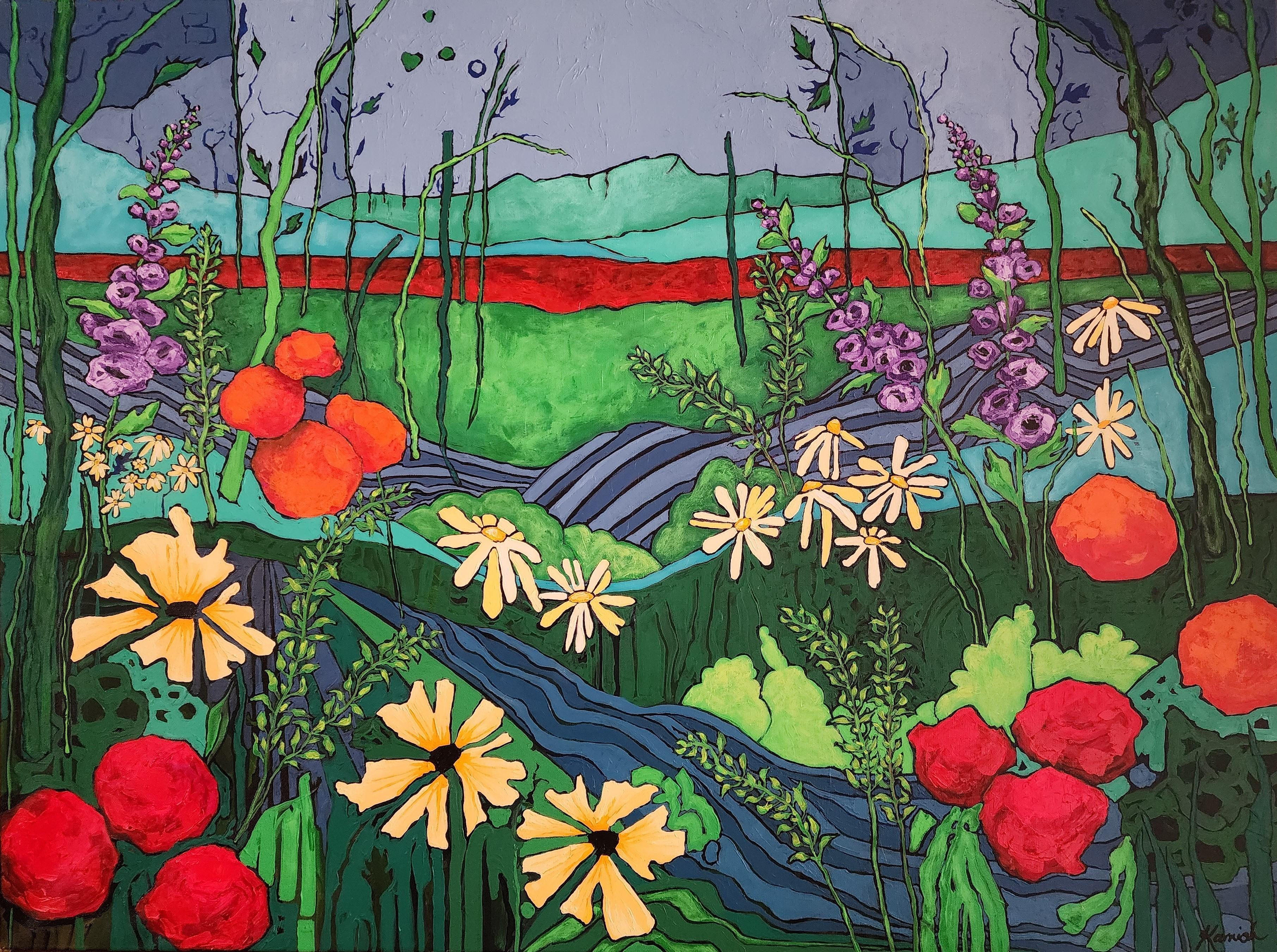 Landscape Painting Karnish Art - Une belle floraison  Fleur Couleur Investissement Nature Floral Paysage Terre Mère