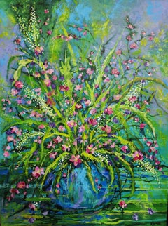 Bloomtime: Original floral painting on Canvas, Vintage Floral Still Life, Signed