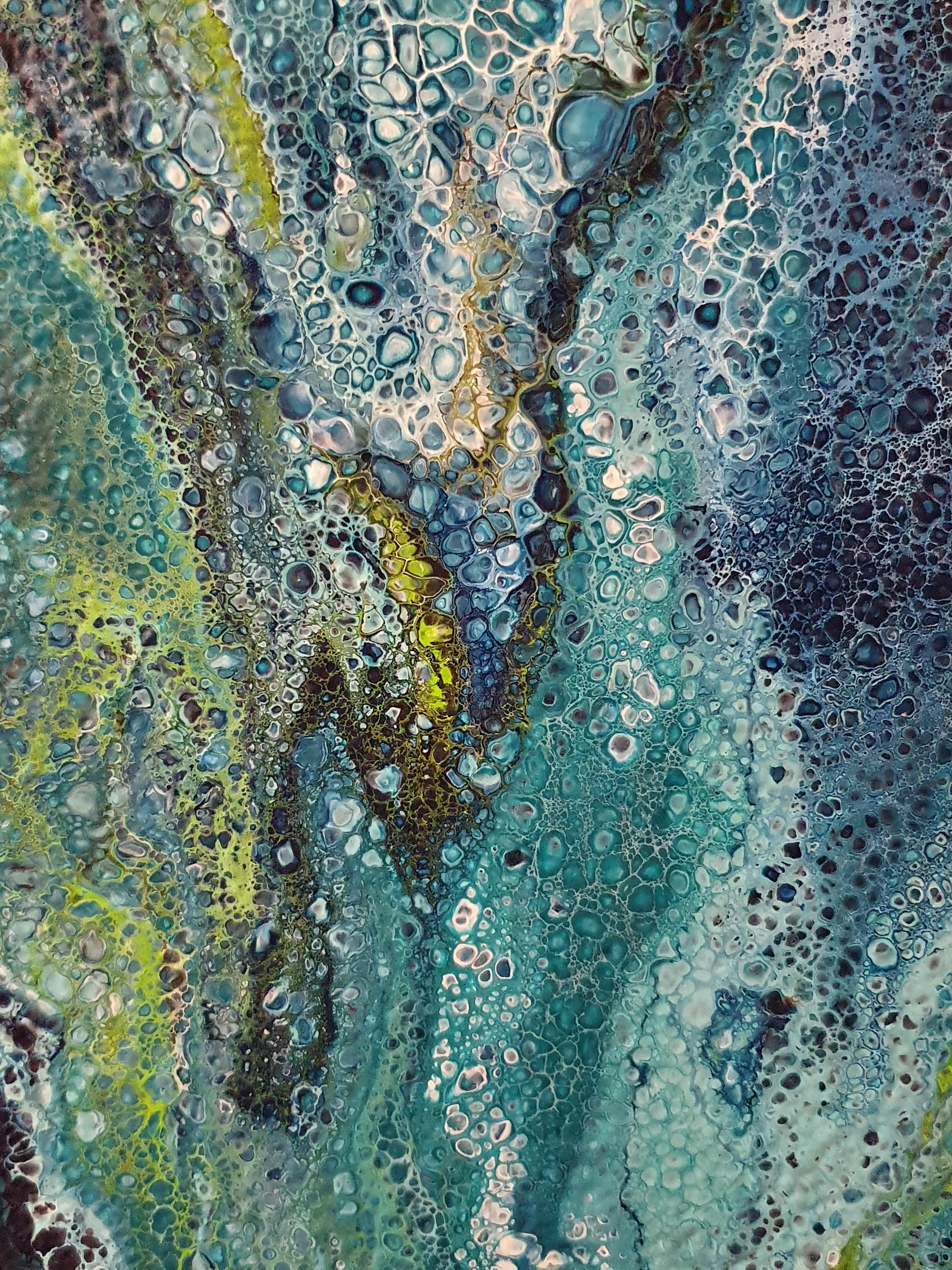 Blaue Malerei Abstrakt Zeitgenössisch Modern Kunstwerk Investition Emotion Verbunden im Angebot 6