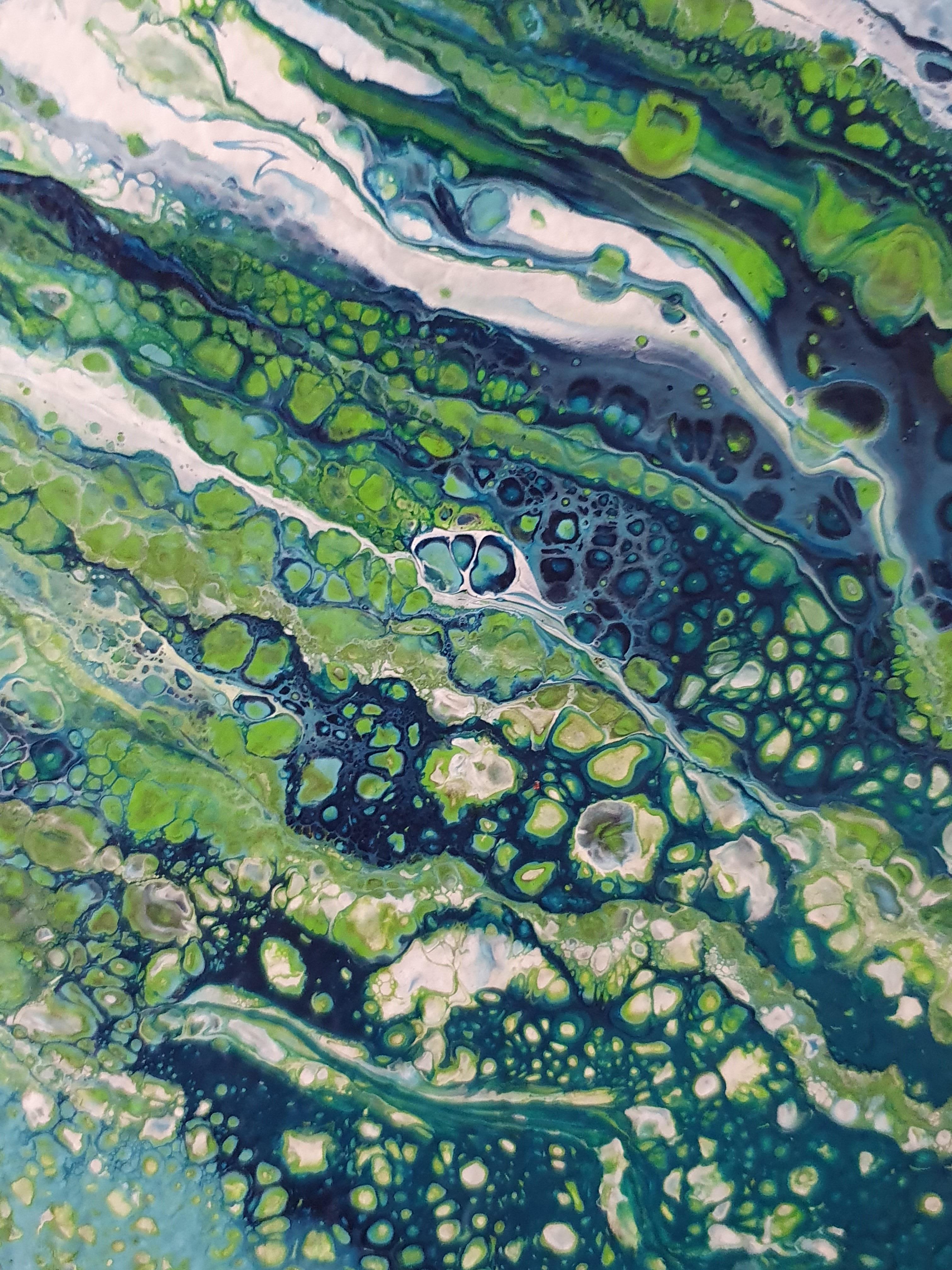 Blaue Malerei Abstrakt Zeitgenössisch Modern Kunstwerk Investition Emotion Verbunden – Painting von Karnish Art