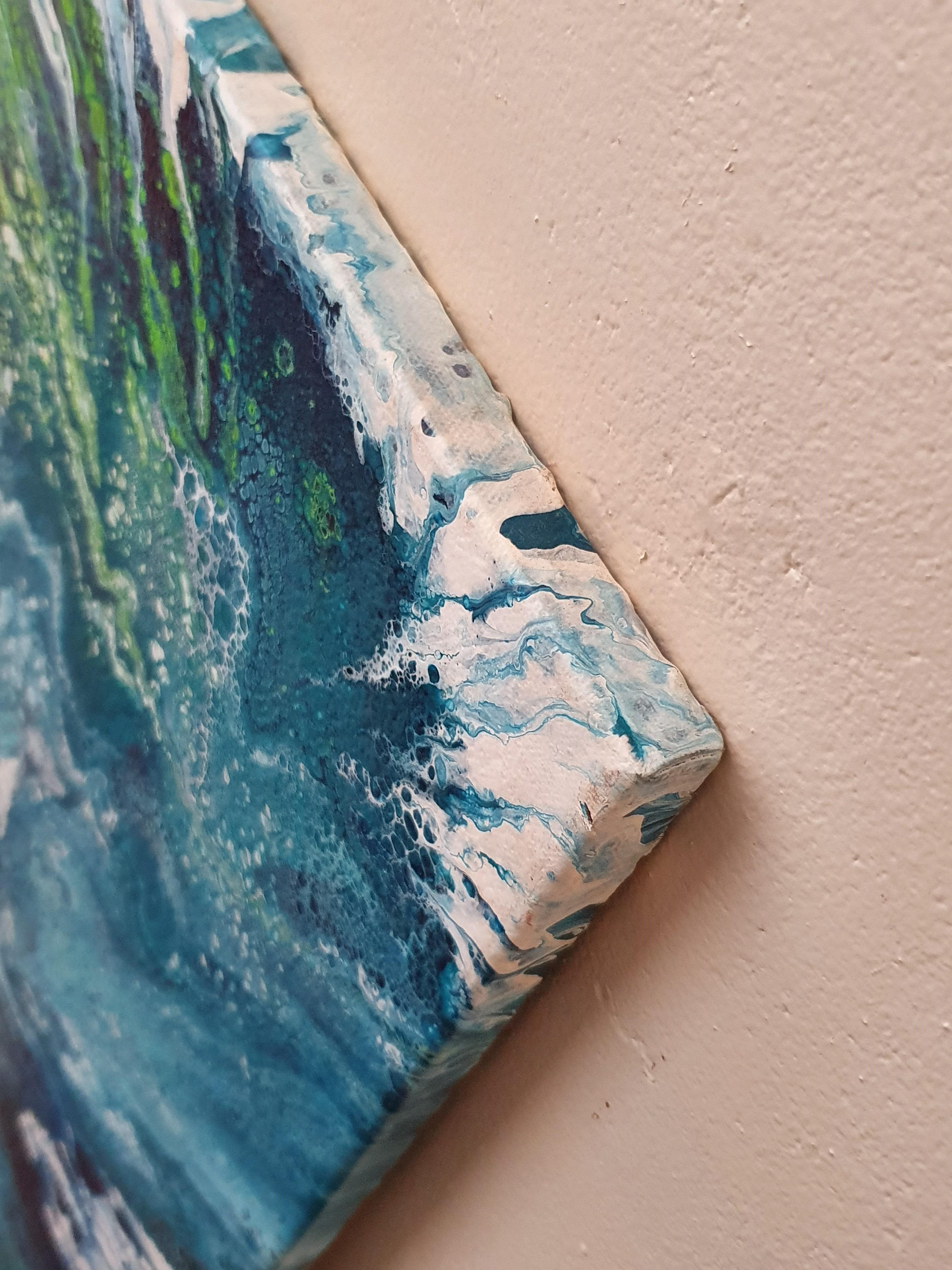 Blaue Malerei Abstrakt Zeitgenössisch Modern Kunstwerk Investition Emotion Verbunden im Angebot 3