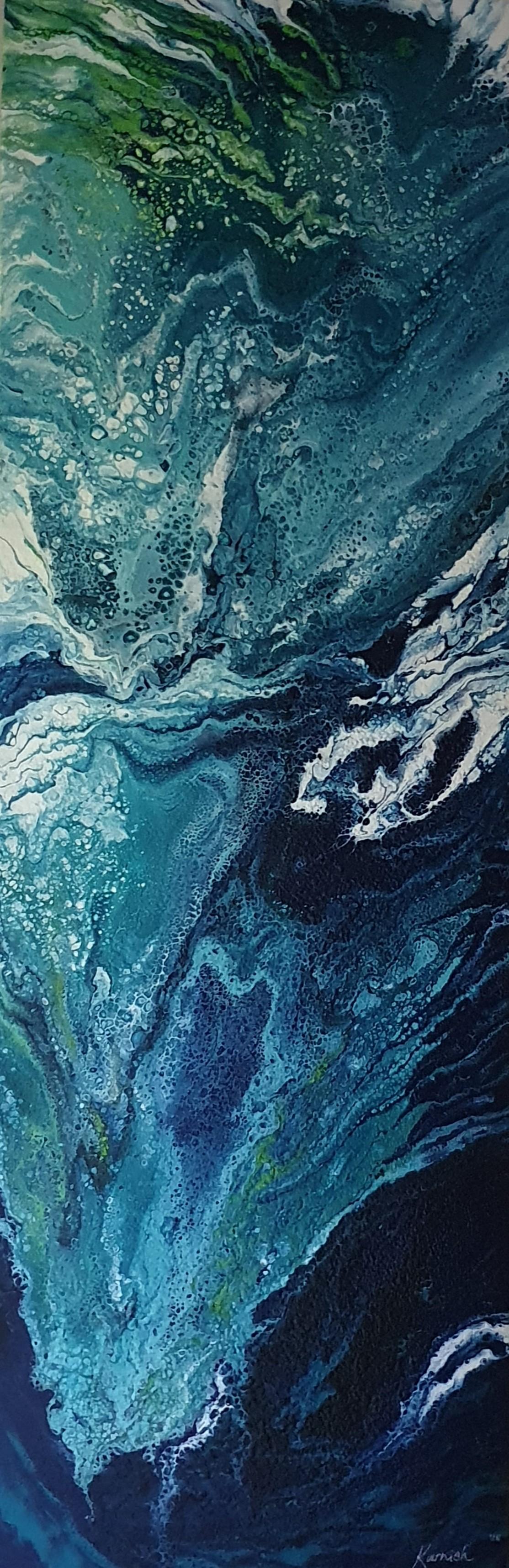 Blaue Malerei Abstrakt Zeitgenössisch Modern Kunstwerk Investition Emotion Verbunden
