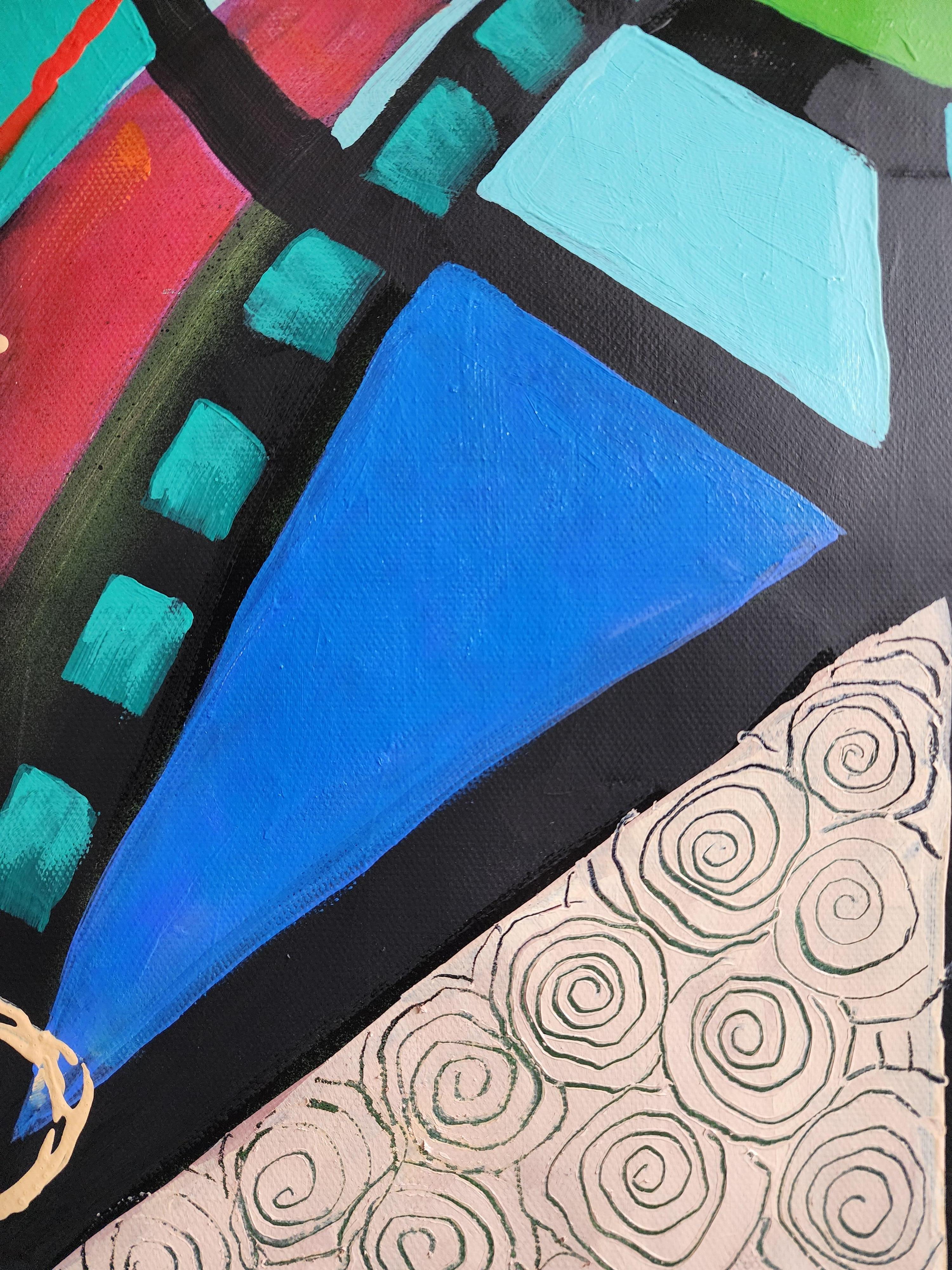 Blaue Malerei Abstrakt Zeitgenössisch Auffallend Aussage Original Verspielt Farbe im Angebot 9