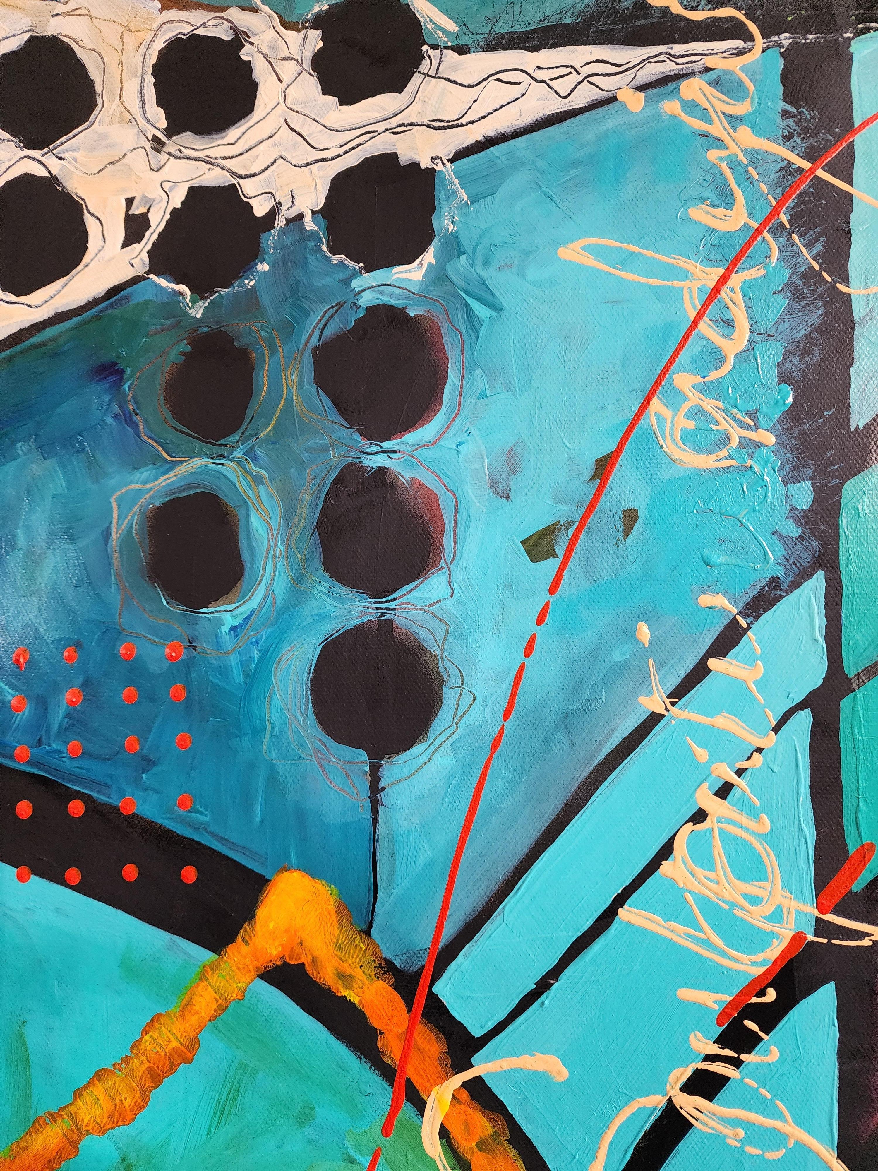 Blaue Malerei Abstrakt Zeitgenössisch Auffallend Aussage Original Verspielt Farbe (Abstrakter Expressionismus), Painting, von Karnish Art