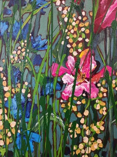 Bluebell Abundance: Large Floral Painting, Contemporary, Delight, Colorful, New