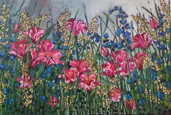 Bluebell Abundance: Large Floral Painting, Contemporary, Delight, Colorful, New