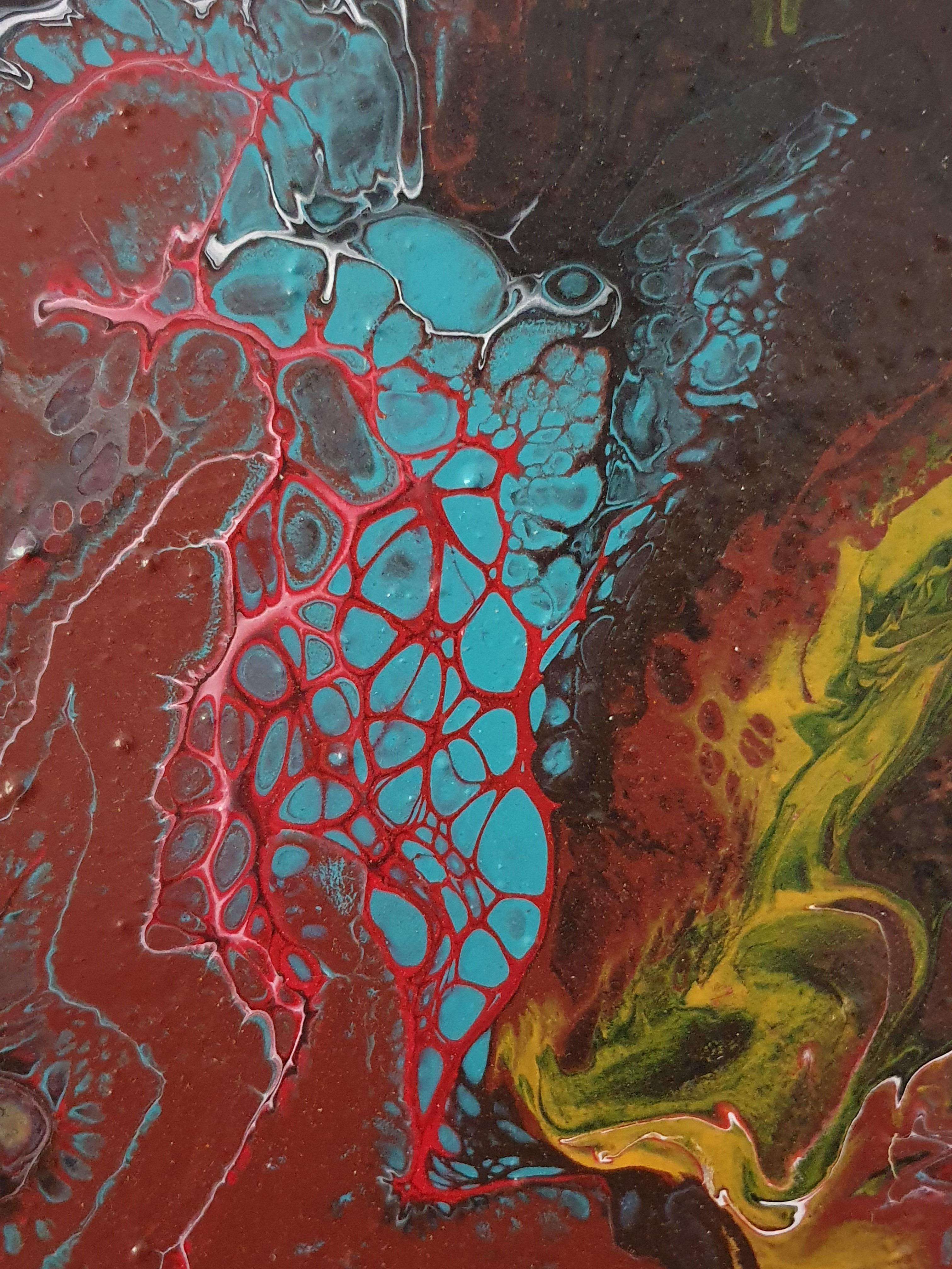 Catalyst for Consciousness - Flow Contemporary Abstract Showpiece Detail Lively - Painting by Karnish Art