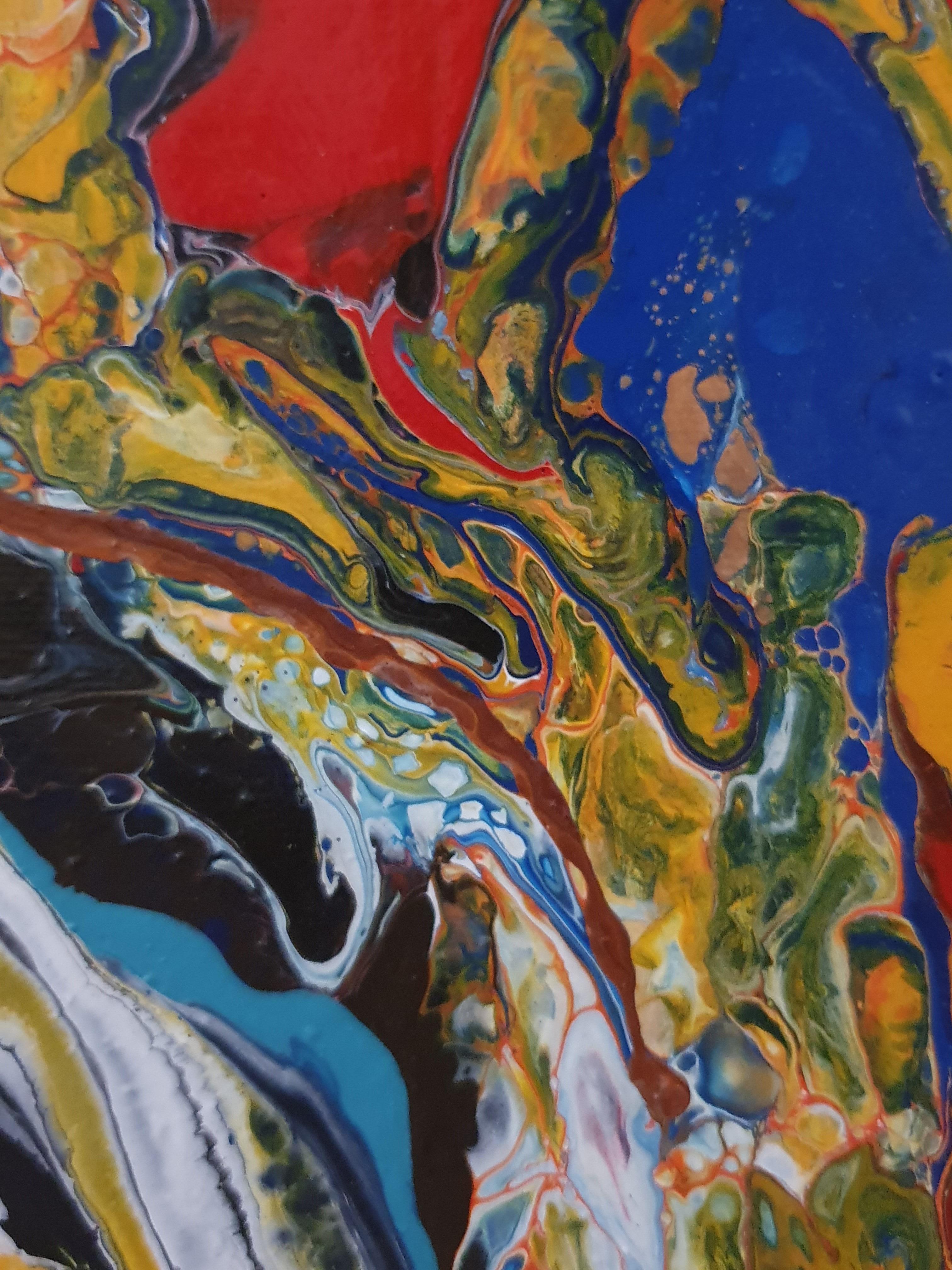 Catalyst for Consciousness - Flow Contemporary Abstract Showpiece Detail Lively - Abstract Expressionist Painting by Karnish Art