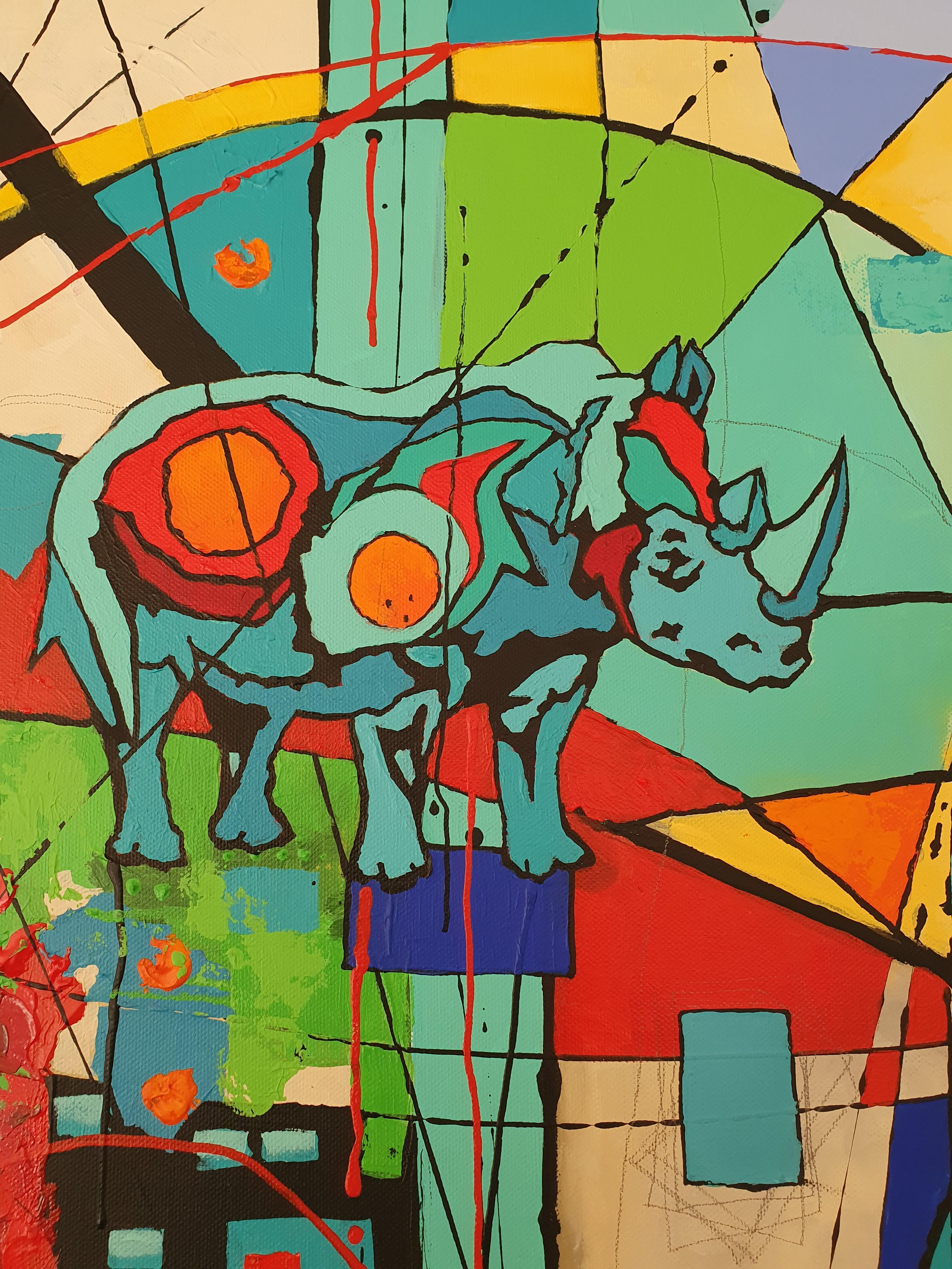 Title: Coraticum - Courage

Abstract, Nature, Rhino, Colorful, Painting, Contemporary, Landscape, Invest

Wonderful rendition of rhinos, African colour feel of Ubuntu (unity) and a delight of colour. 

Coraticum - The Latin word translated as